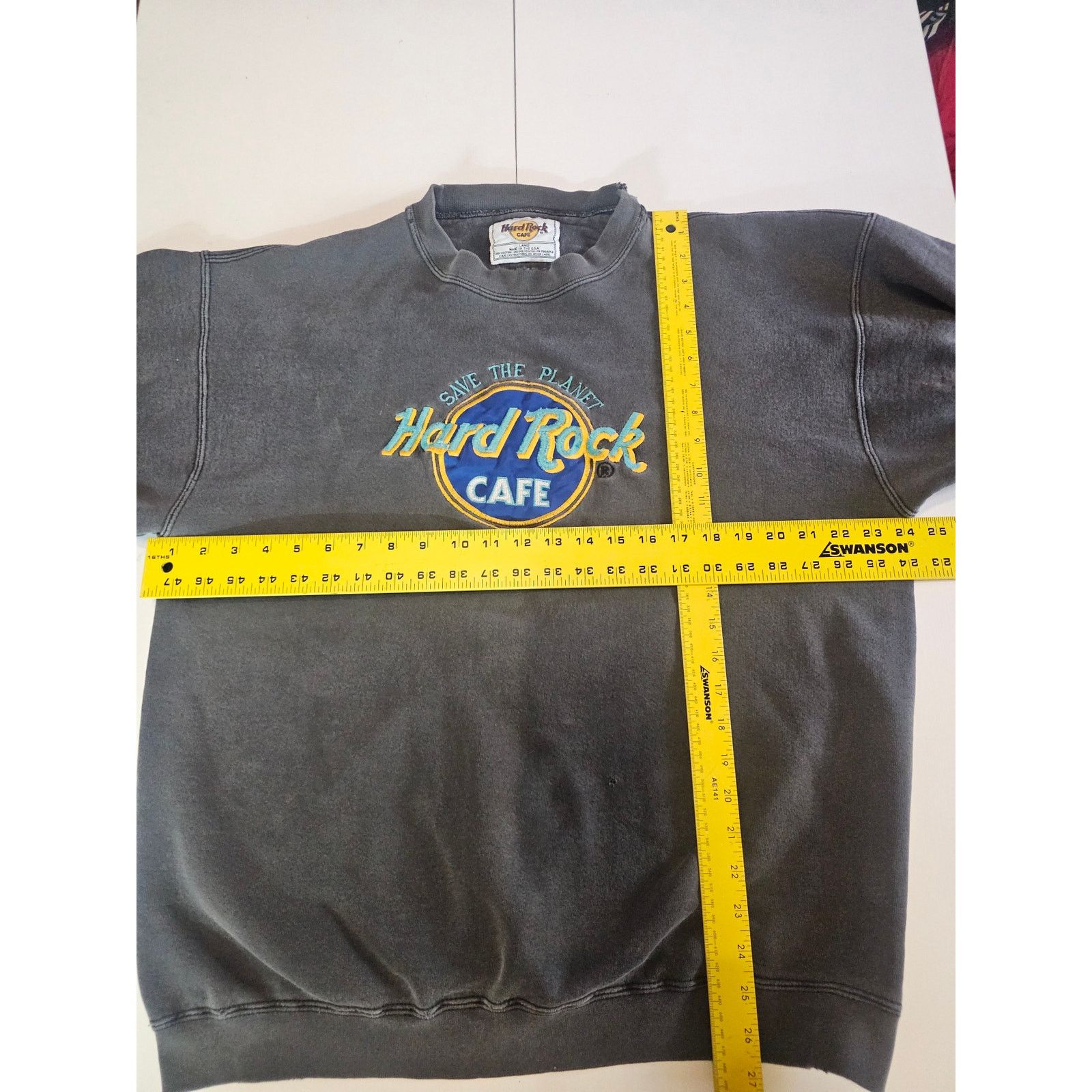 Hard Rock Cafe Vintage 90's Hard Rock Cafe Distressed Gray Sweatshirt L Size L / US 10 / IT 46 - 5 Thumbnail