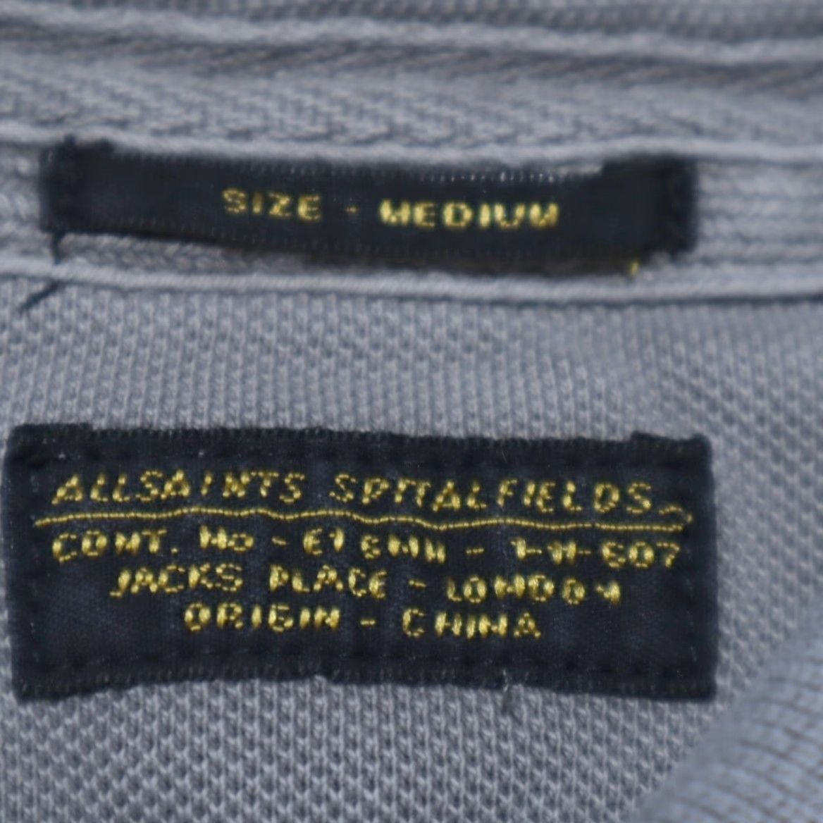 Allsaints Allsaints Polo Shirt Gray Men's M Pique Cotton Solid Shirt 90s Size US M / EU 48-50 / 2 - 5 Thumbnail