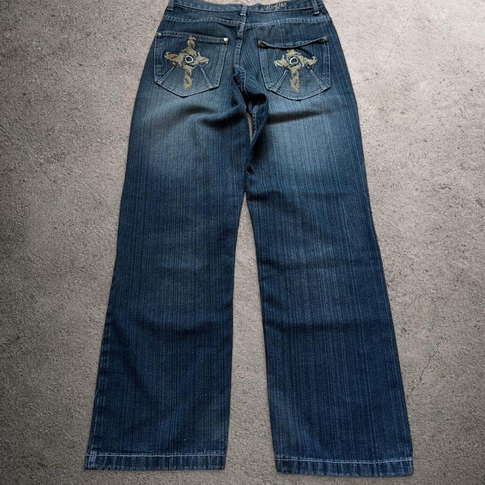 Indigo Indigo Star Jeans Loose Fit Baggy Grunge Hip Hop Skater Y2K Size US 30 / EU 46 - 2 Thumbnail