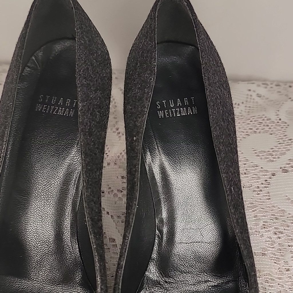 Stuart Weitzman Stuart Weitzman Gray grey wool high heels with bow accent 10 Size US 10 / IT 40 - 3 Thumbnail