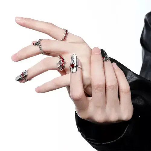 Ring Of Fire Abstract Ring Spikes Silver Modern Punk Art Psychedelic Size ONE SIZE - 4 Thumbnail