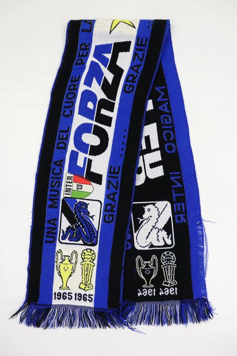 Vintage Forza Inter Vintage Blue Distressed Soccer Football Scarf