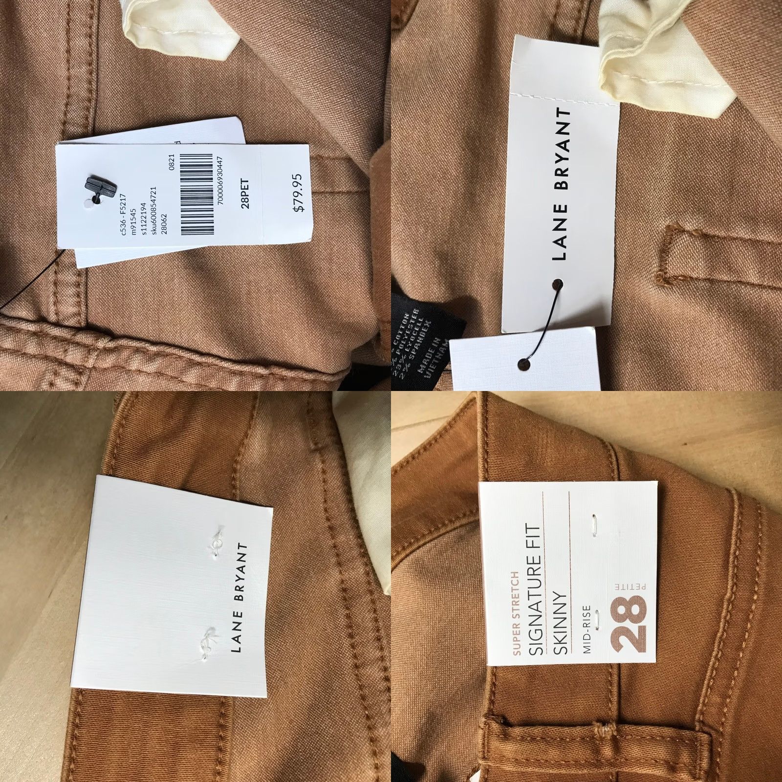 Vintage Lane Bryant Signature Fit Skinny Brown Pants Womens Size 28 Petite Size 28" / US 6 / IT 42 - 8 Thumbnail