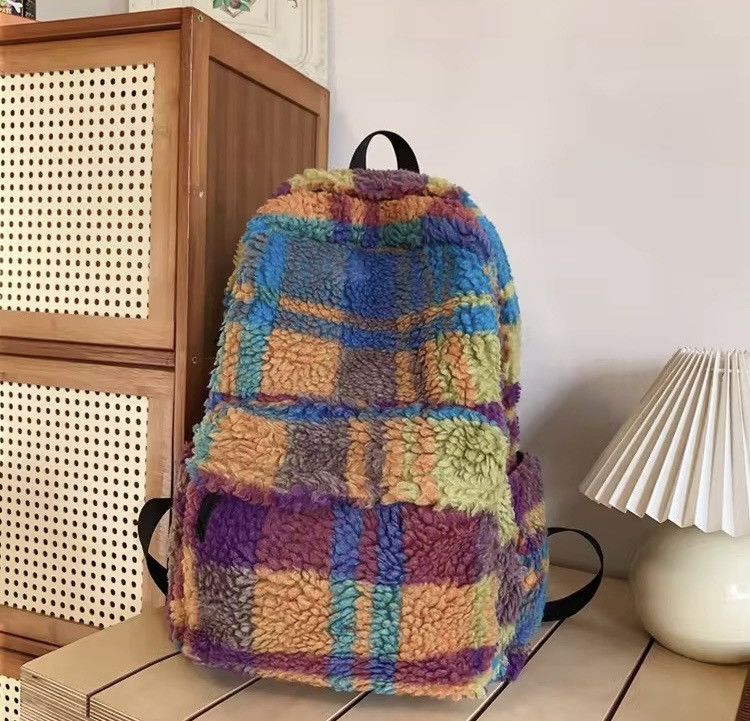 Japanese Brand Unisex Fluffy Plush Capacity Backpack Size ONE SIZE - 3 Thumbnail
