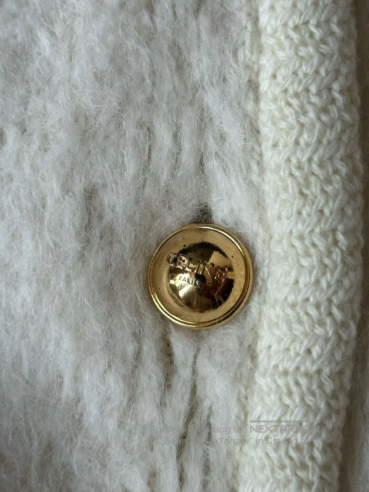 Celine CELINE Cream White Gold Button Mohair Coat| Size L / US 10 / IT 46 - 7 Thumbnail