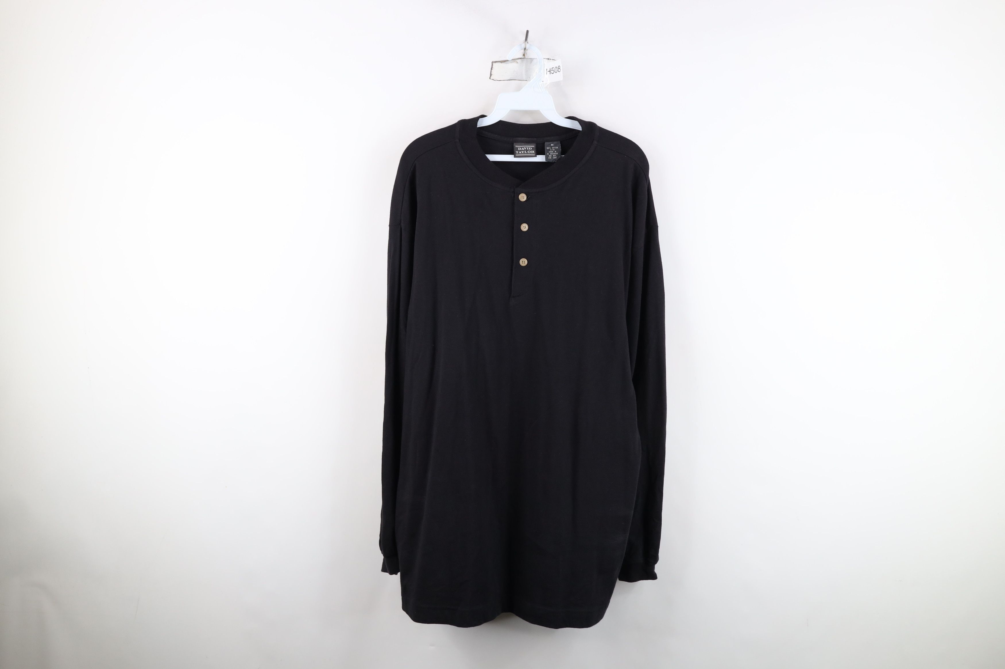 Vintage Vintage 90s Streetwear Long Sleeve Henley T-Shirt Black Size US M / EU 48-50 / 2 - 1 Thumbnail