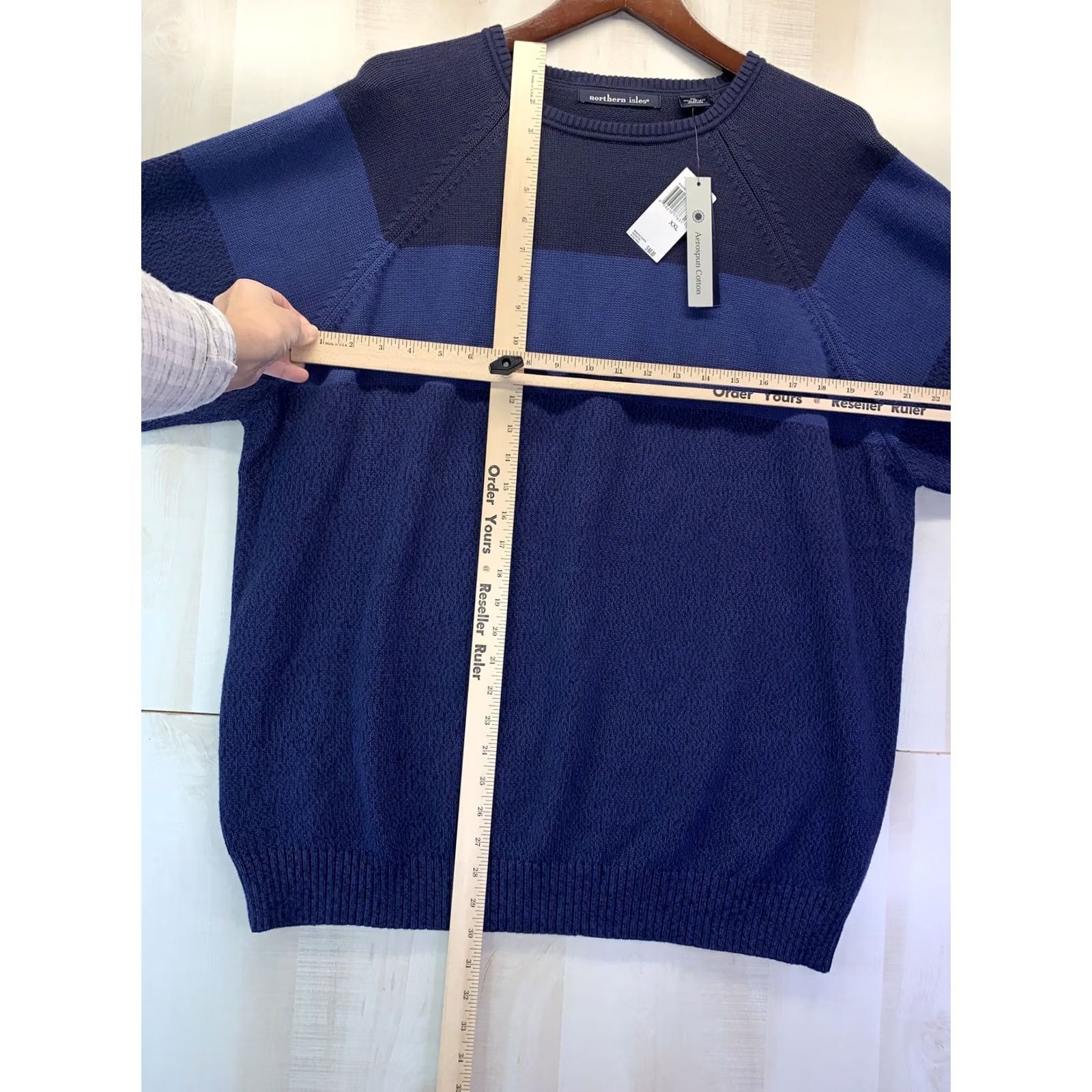 Vintage Northern Isles Aerospun Cotton Men’s Blue Knit Sweater NWT-4472 Size US XXL / EU 58 / 5 - 6 Thumbnail