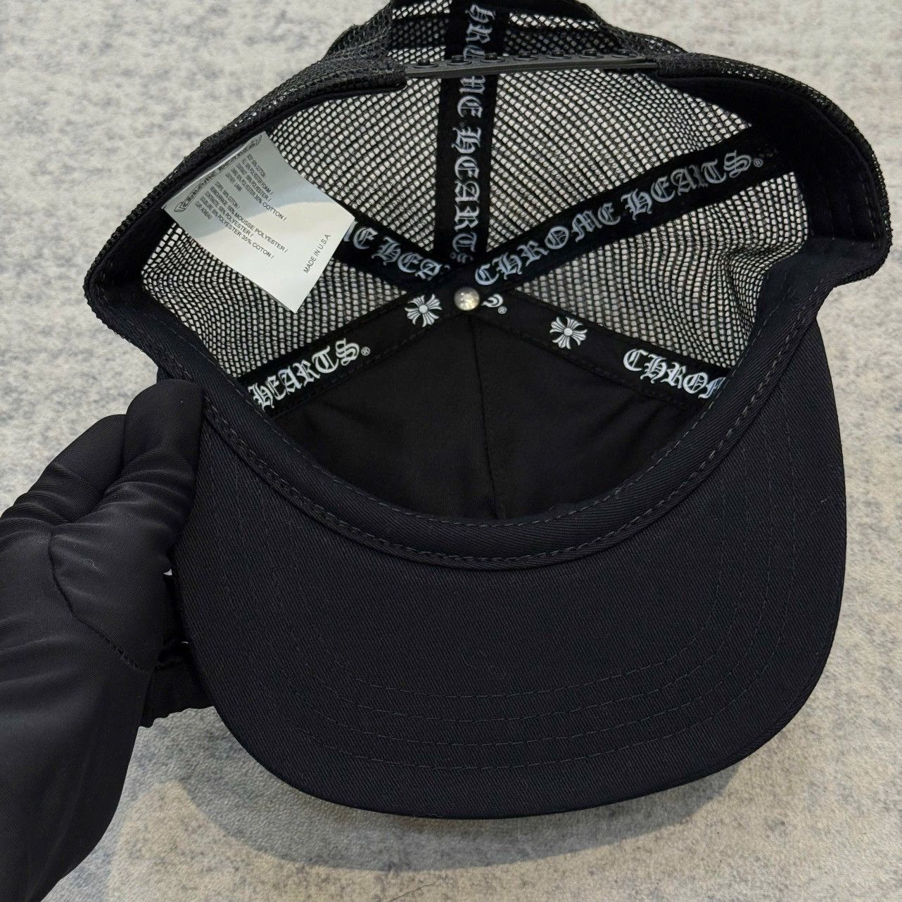 Chrome Hearts Chrome Hearts Cemetery Leather Patch Black Trucker Hat Size ONE SIZE - 6 Thumbnail