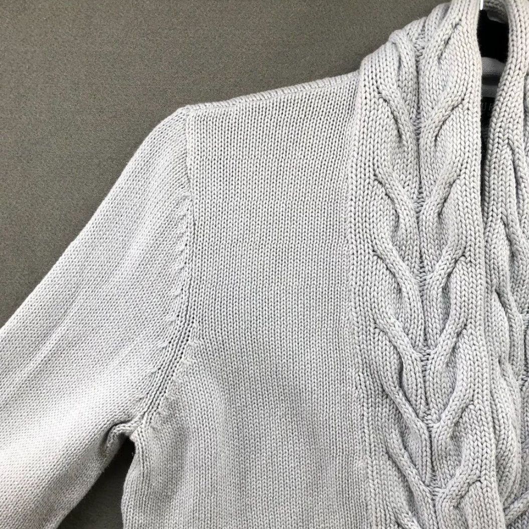 Ralph Lauren VINTAGE Lauren Ralph Lauren Shawl Collar Sweater Knit Dusty Gray Cotton Womens Medium M Blue Pullover V-Neck Long Sleeve Size M / US 6-8 / IT 42-44 - 6 Thumbnail
