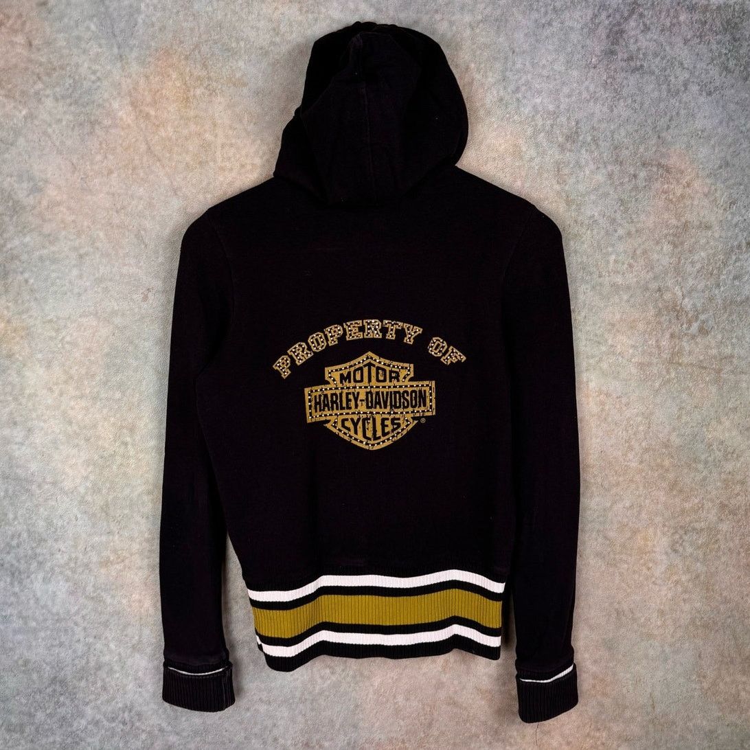 Harley Davidson × Vintage VTG Y2K Harley Davidson Gemstone Hoodie Sweatshirt Black Size S / US 4 / IT 40 - 1 Thumbnail