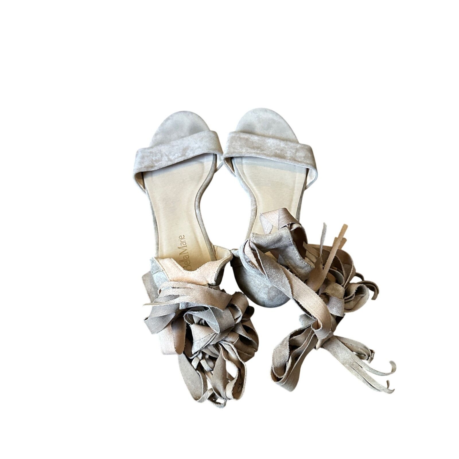 Other Bella Marie Nude Almond Open Toe Tie Bow Ankles Sandals - 10 Size US 10 / IT 40 - 6 Thumbnail