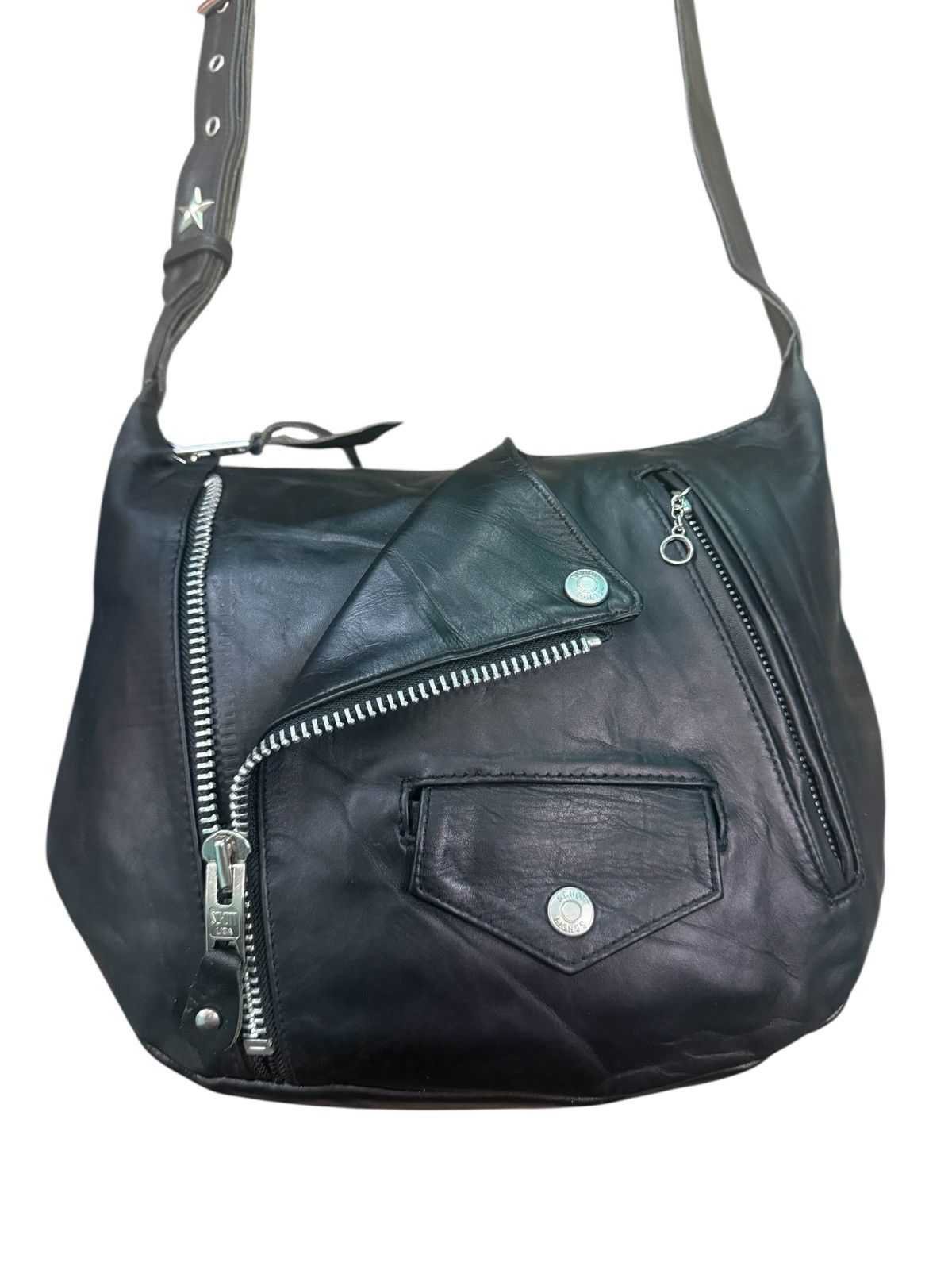 Schott RARE SCHOTT RIDERS LEATHER CROSSBODY BAG Size ONE SIZE - 4 Thumbnail