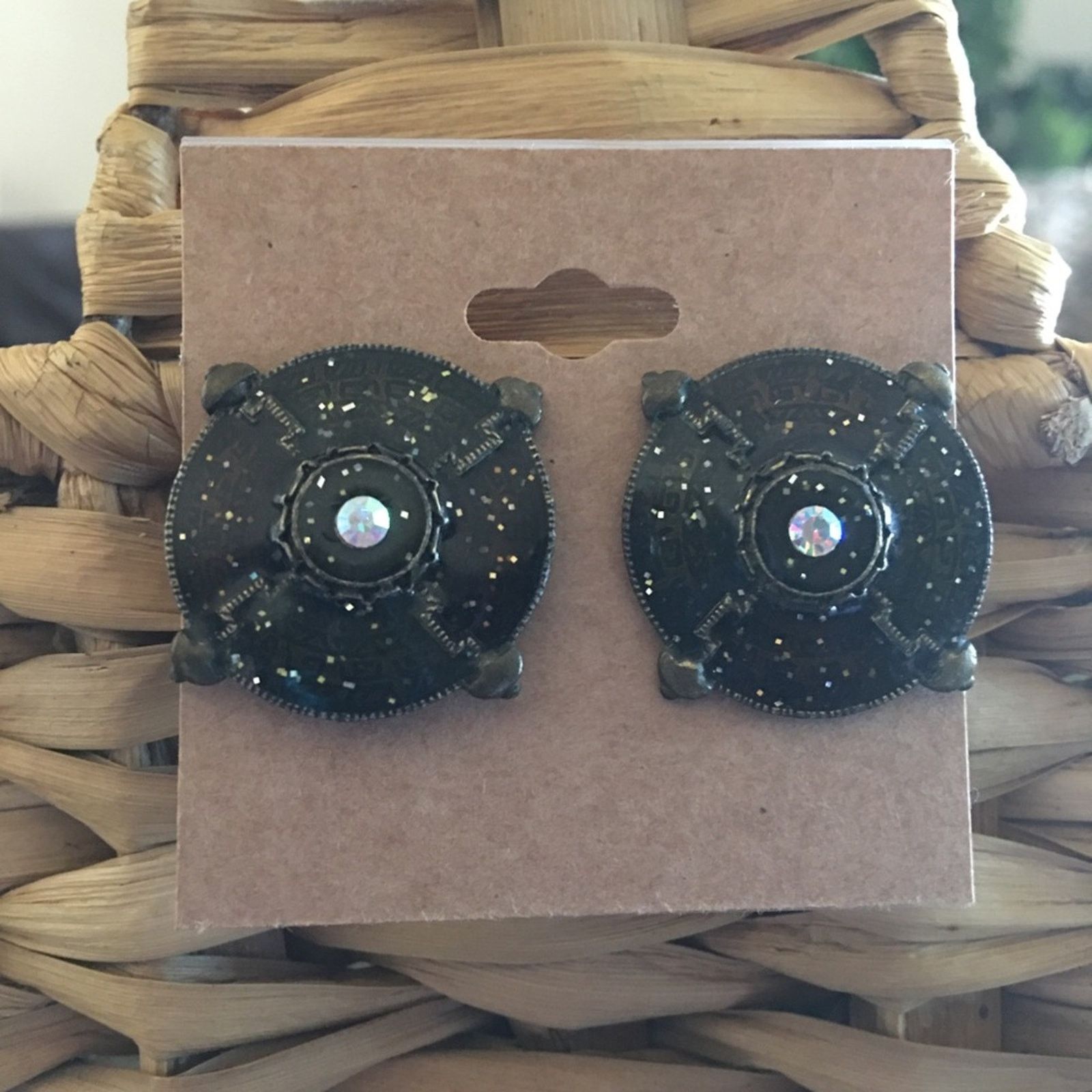 Vintage Vintage galaxy enamel sparkle pierced earrings Size ONE SIZE - 1 Thumbnail
