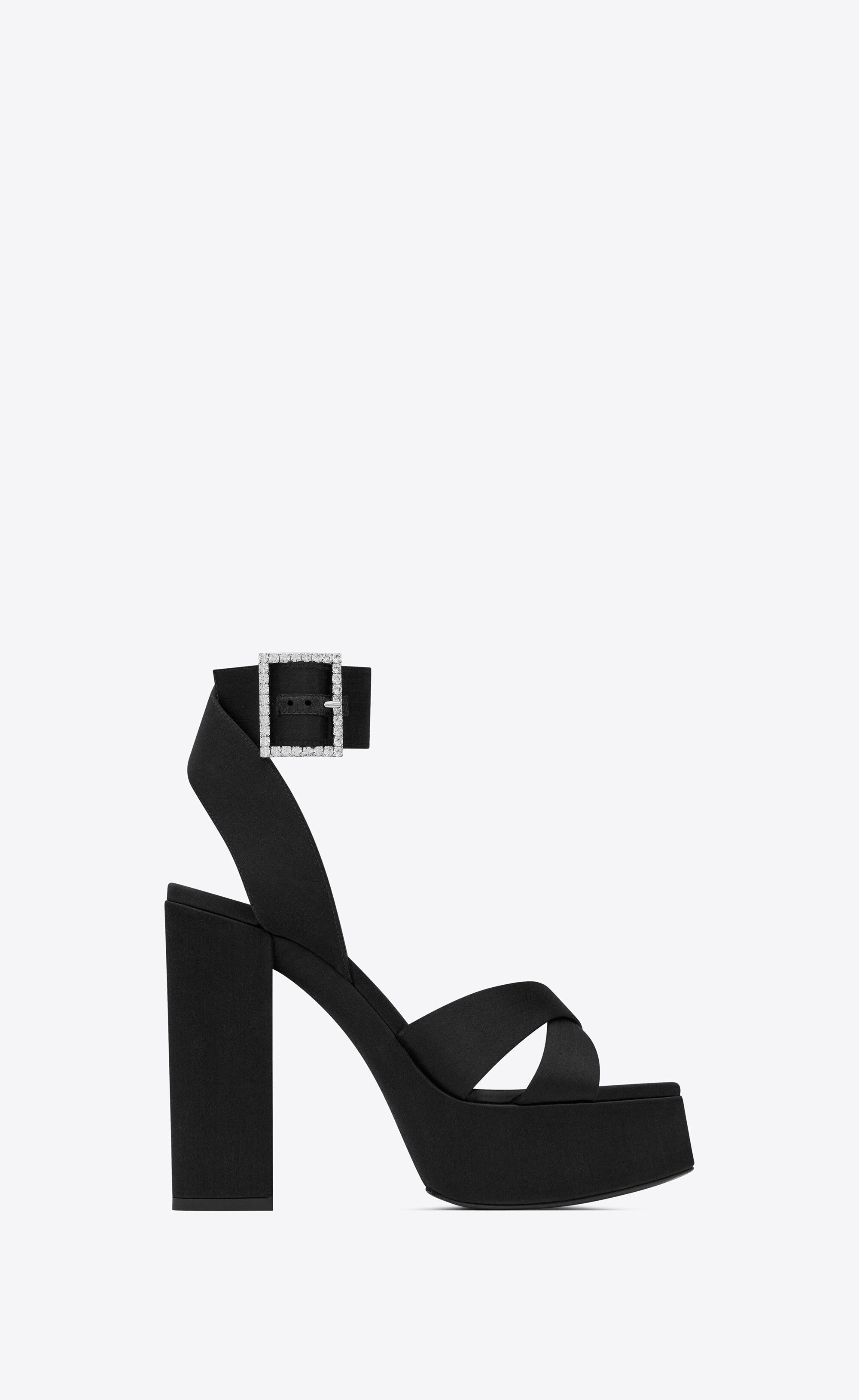 Saint Laurent Paris o1bcso1str0226 Bianca Platform Sandals in Black Size US 8.5 / IT 38.5 - 1 Thumbnail