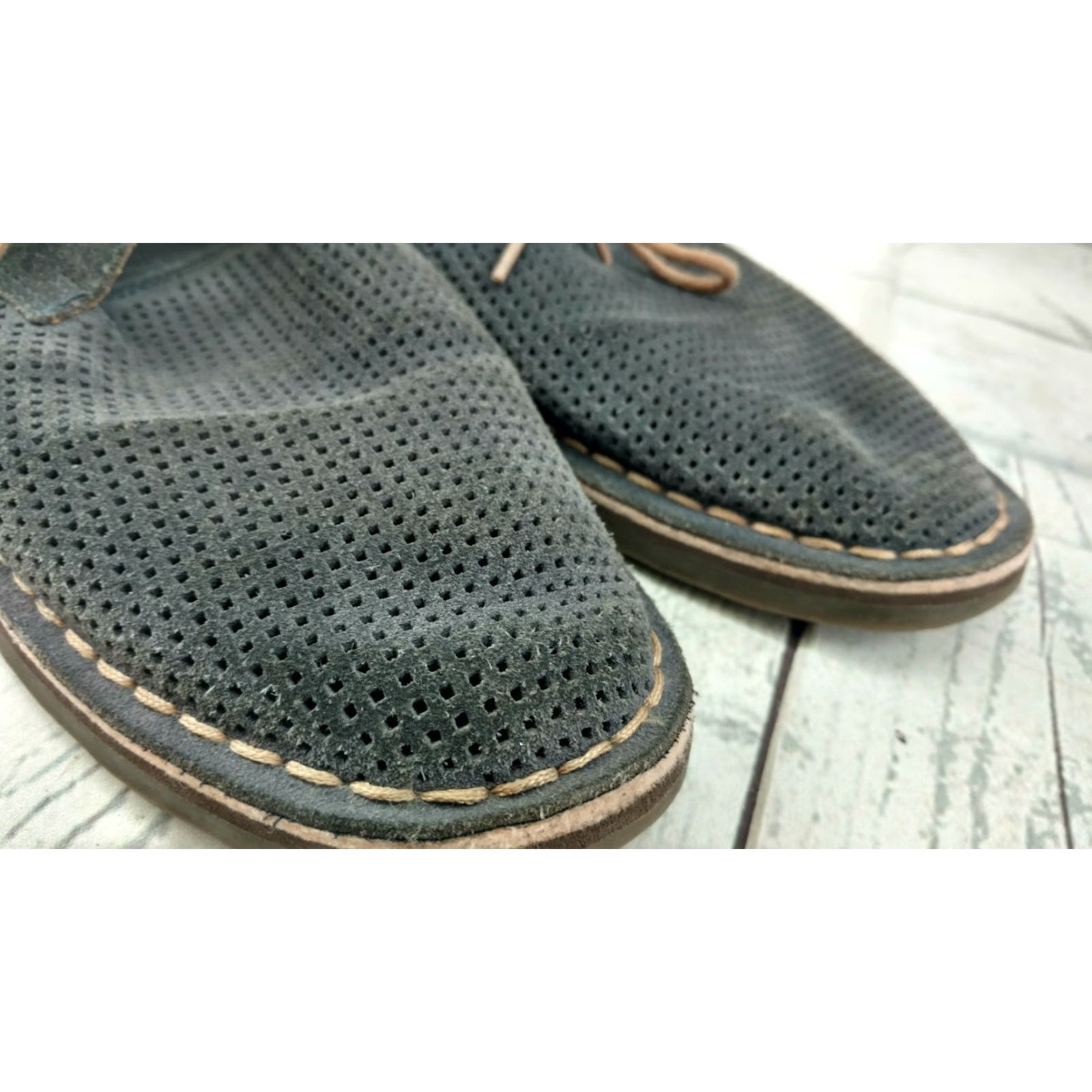 Kenneth Cole Kenneth Cole Reaction Desert Hill Chukka Boot Blue Men 8M Leather Ankle Boots Casual Velvet Perforated Size US 8 / EU 41 - 2 Thumbnail