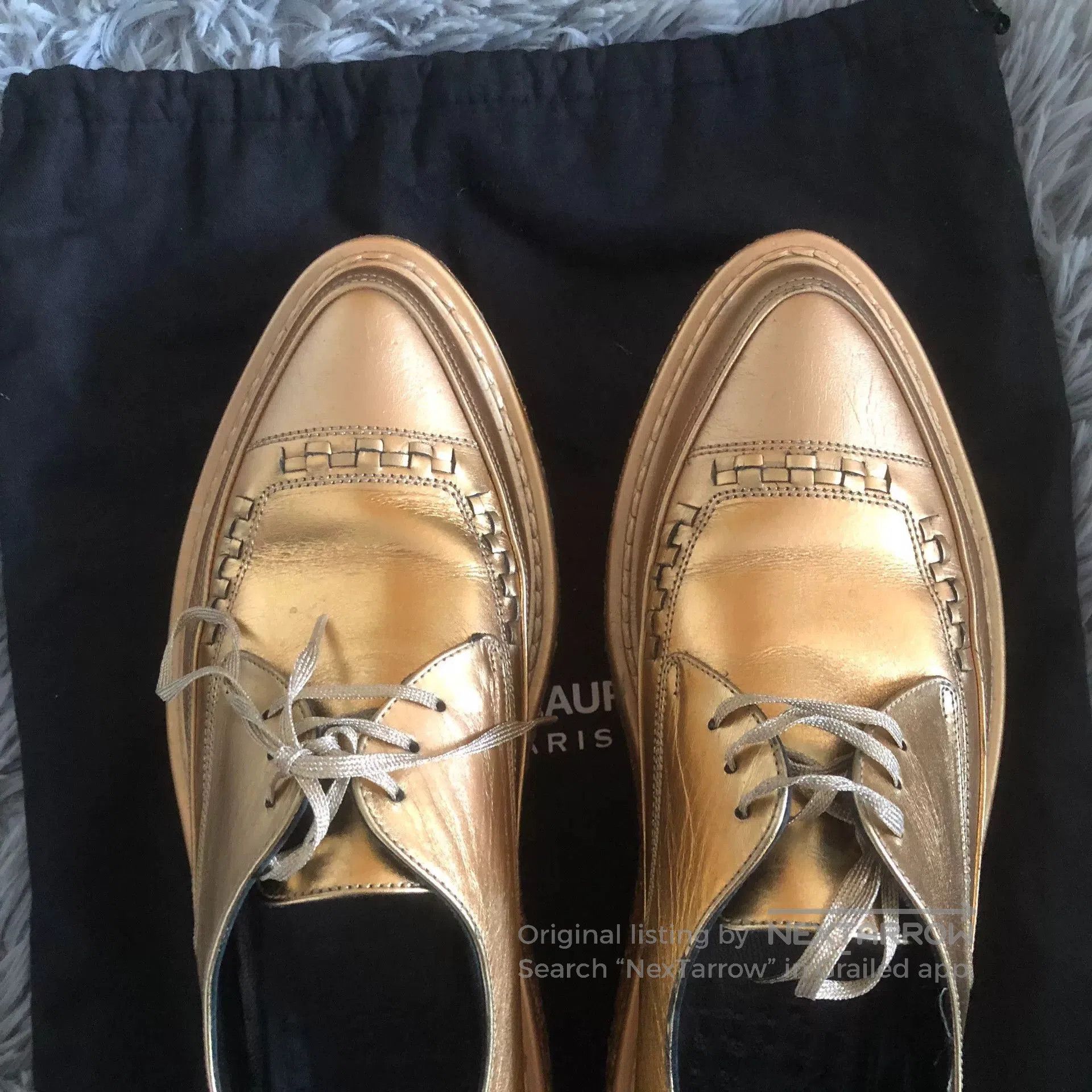 Saint Laurent Paris Saint Laurent SLP 14FW Gold Platform Shoes. Size US 8.5 / IT 38.5 - 3 Thumbnail