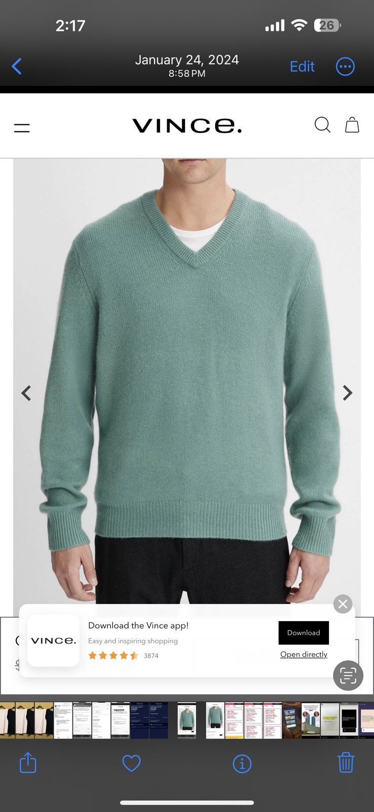 Vince Vince Cashmere Sweater in mineral green retail $468 Size US L / EU 52-54 / 3 - 2 Thumbnail