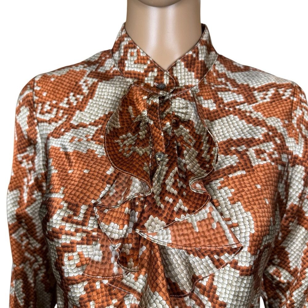 Other Gender Bias 100% Silk Snake Print Front Ruffle Blouse Size Size S / US 4 / IT 40 - 2 Thumbnail