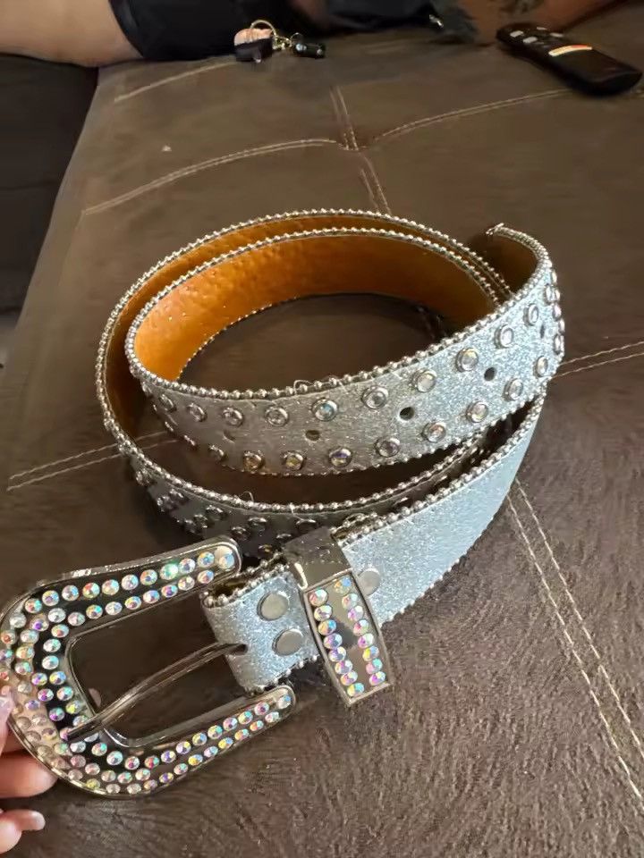 Other Y2K Rhinestone PU Leather Belt - 115 cm Size ONE SIZE - 2 Thumbnail