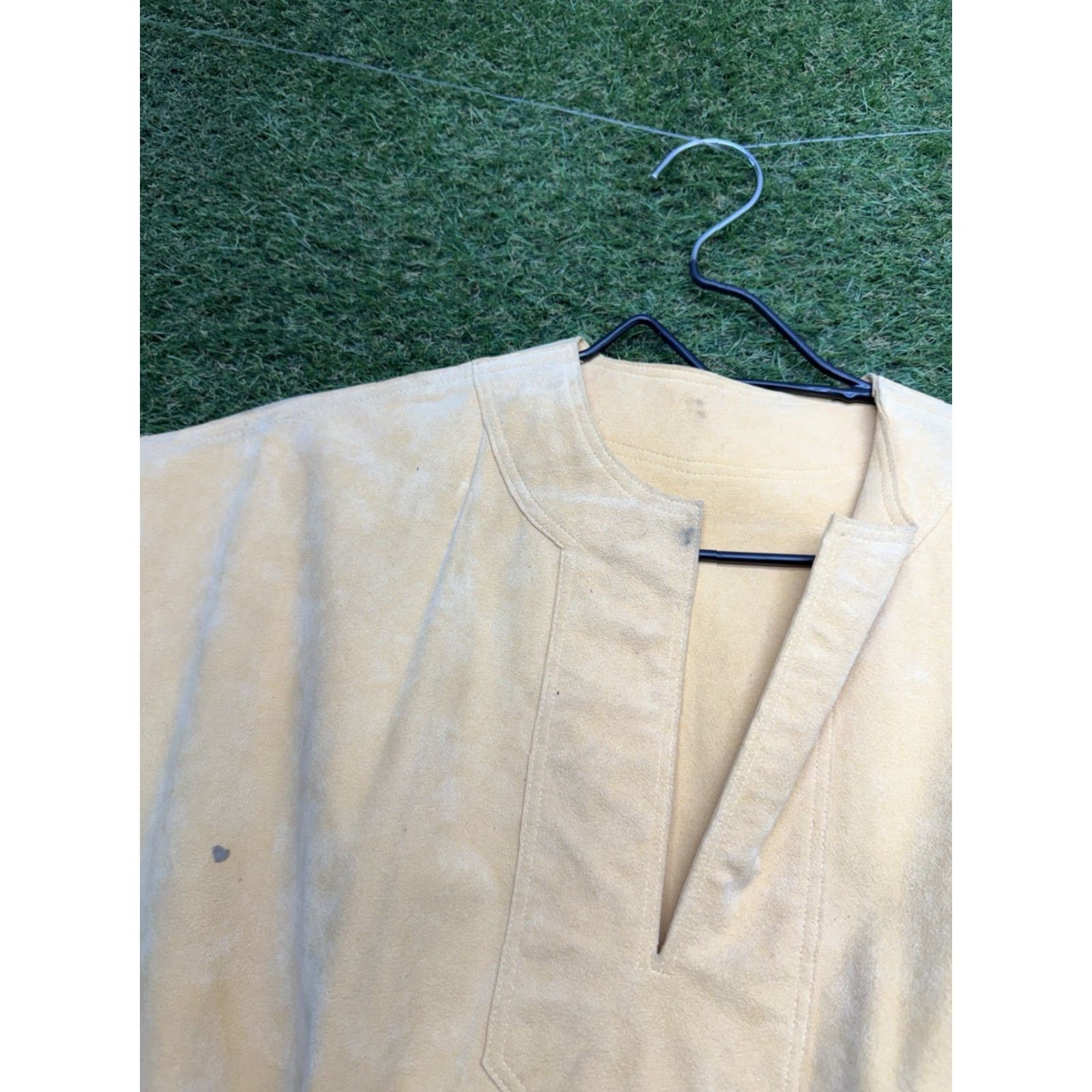 Vintage VINTAGE Moda International Dress Leather A-Line Dolman Sleeve Belted Midi Yellow 2 70s Womens Size XS / US 0-2 / IT 36-38 - 7 Thumbnail
