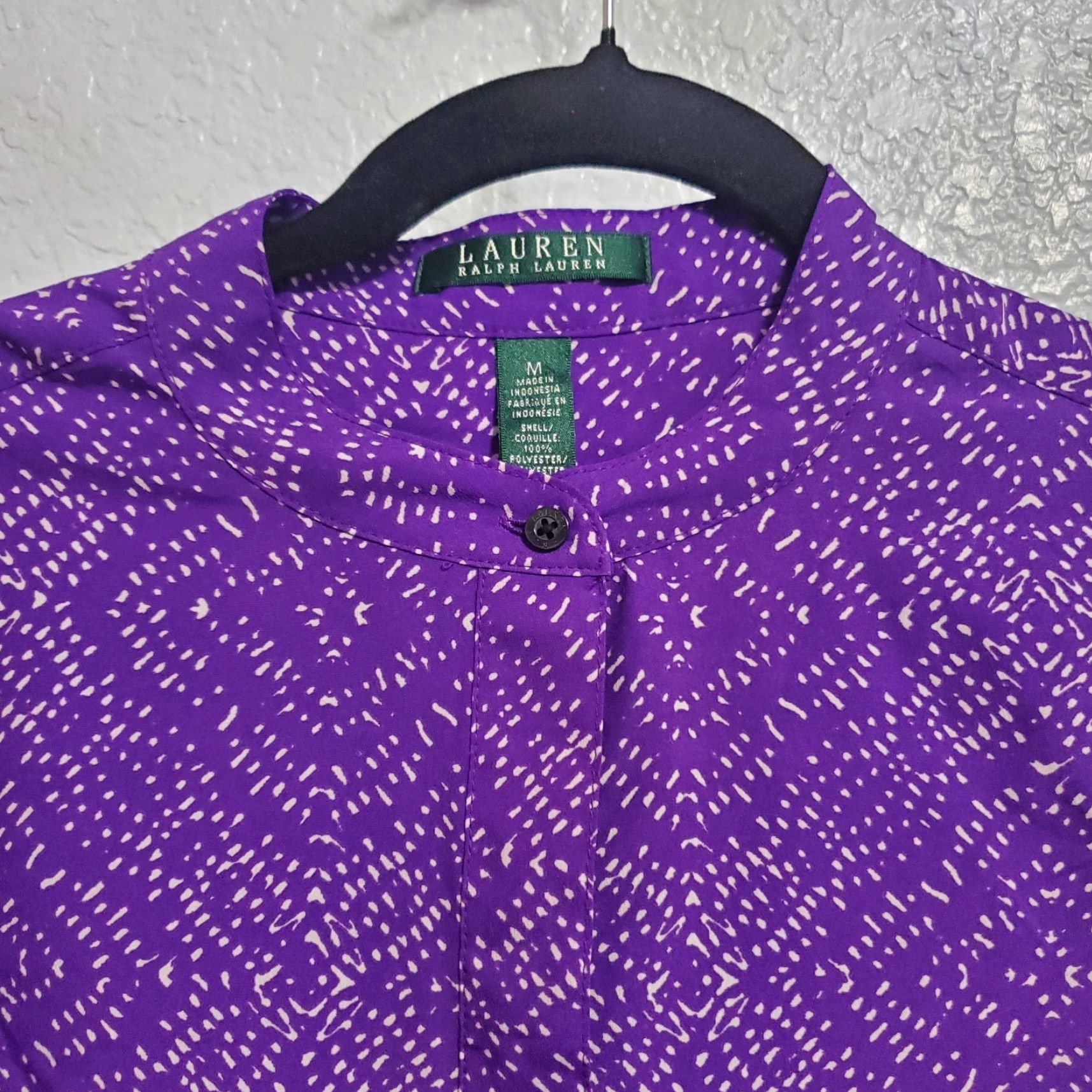 Ralph Lauren Lauren Ralph Lauren Womens Tunic Top Purple Print 1/2 Button Popover Size M Geometric Long Sleeve Strap? Wait. Size M / US 6-8 / IT 42-44 - 4 Thumbnail