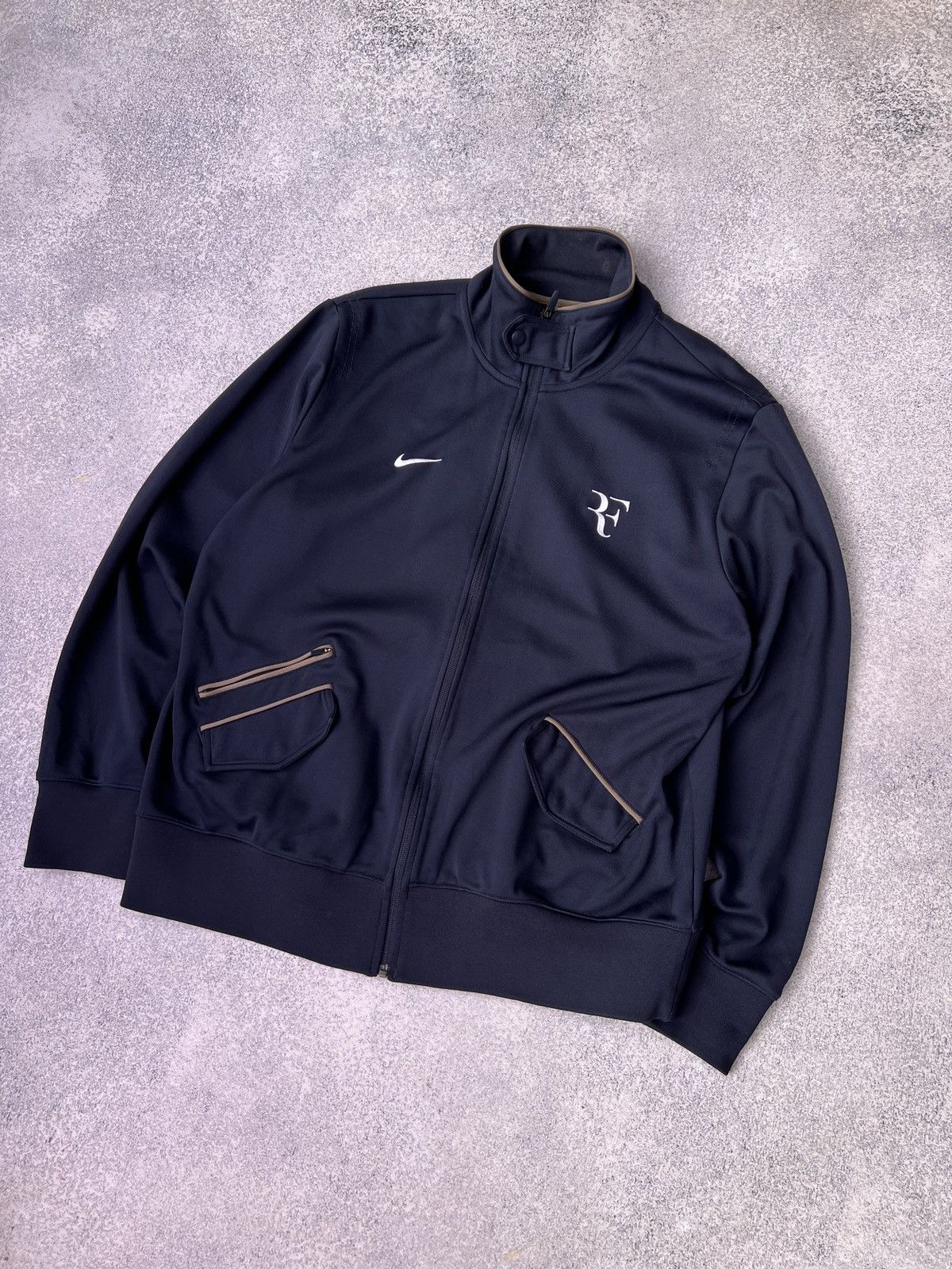 Nike × Vintage Vintage Nike Roger Federer U.S Open 2010 Navy Tennis Jacket Size US XXL / EU 58 / 5 - 7 Thumbnail