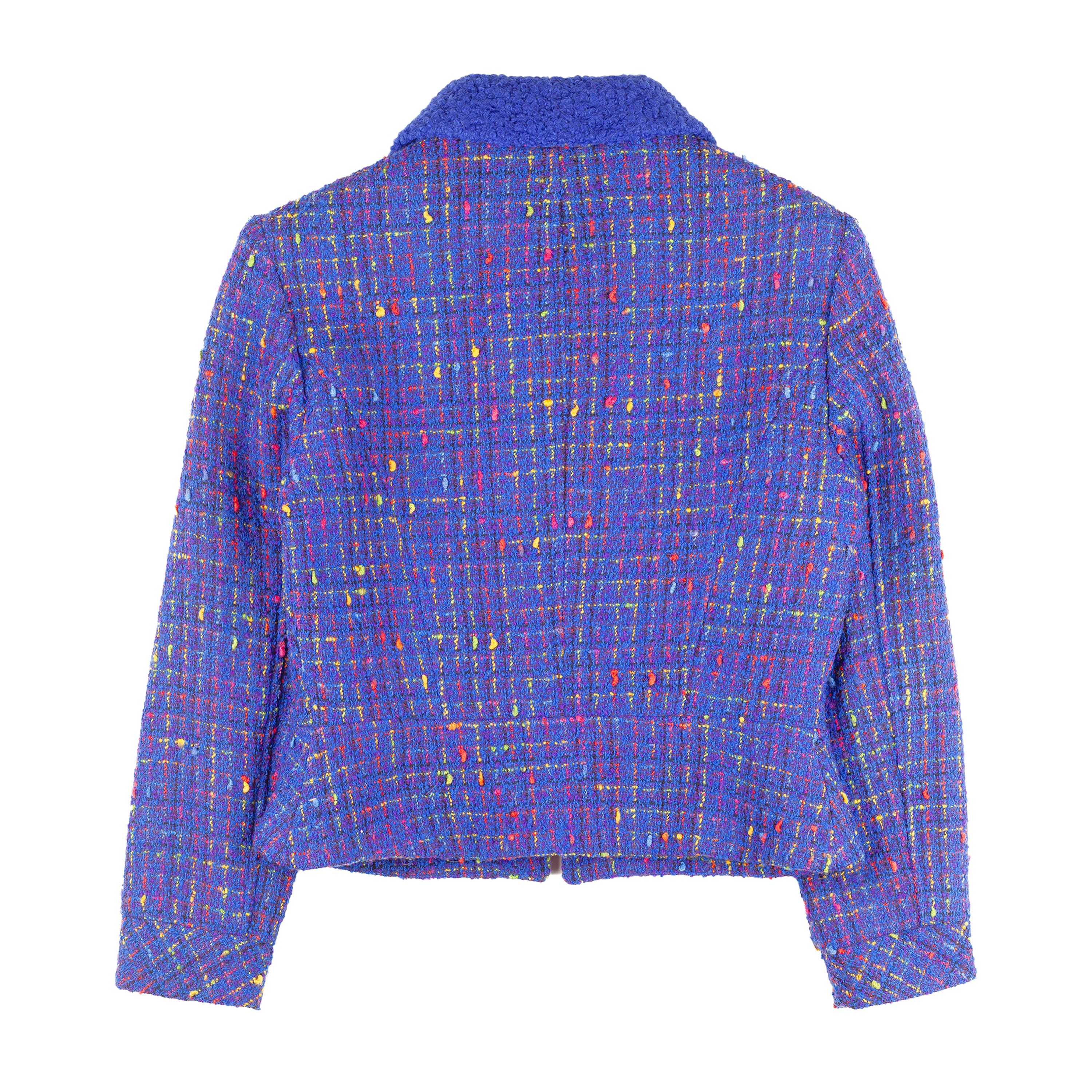 Kenzo Kenzo Jungle Vintage Blue Tweed Wool Cropped Jacket (M) Size M / US 6-8 / IT 42-44 - 2 Thumbnail