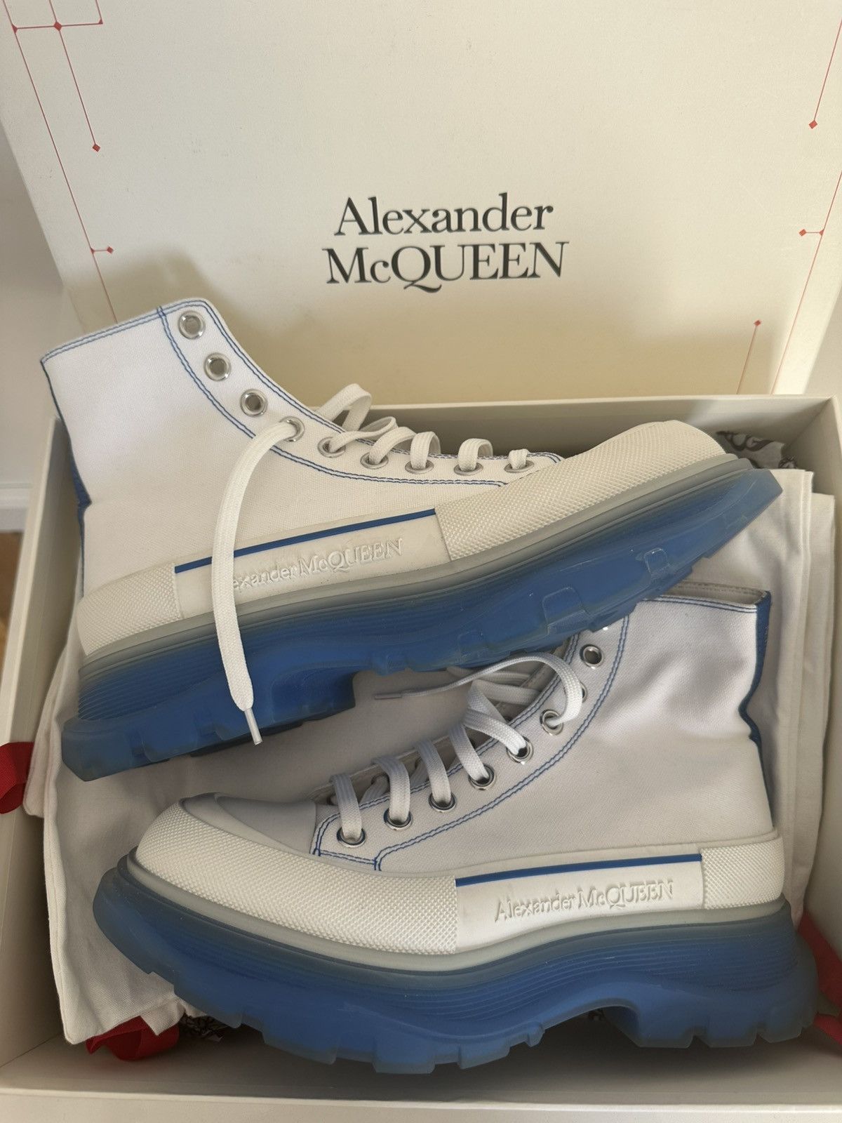 Alexander McQueen Tread Slick Sneakers White/Blue Size 41!
