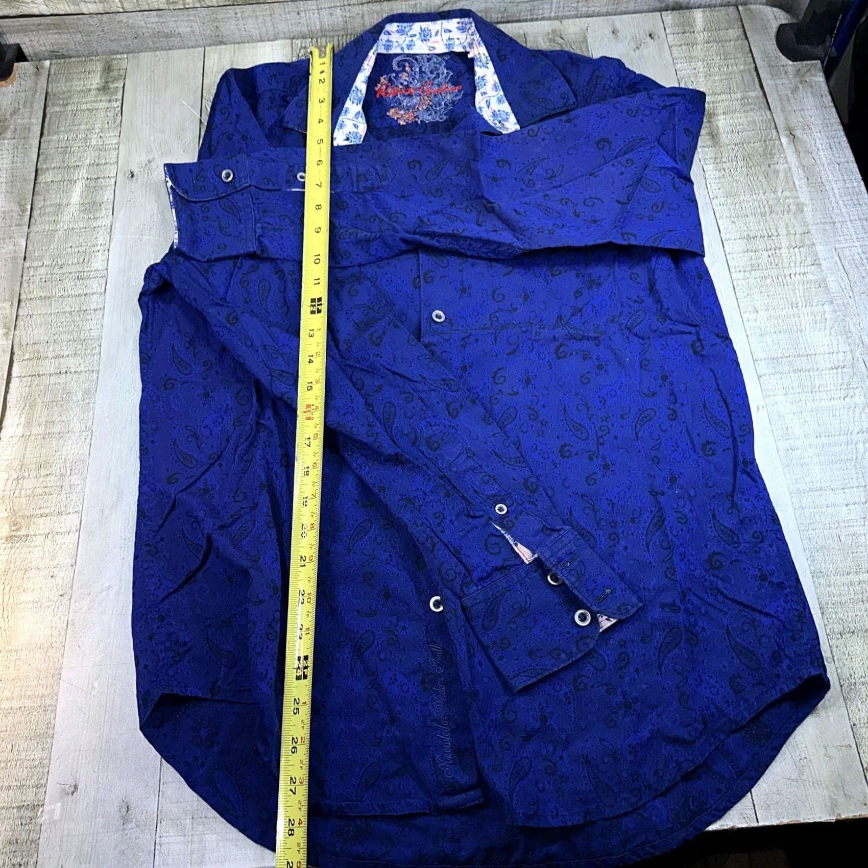 Robert Graham Robert Graham Shirt Men Small Button-Front Blue Geometric Paisley Flip Cuff Casual Short Sleeve? Size US S / EU 44-46 / 1 - 7 Thumbnail