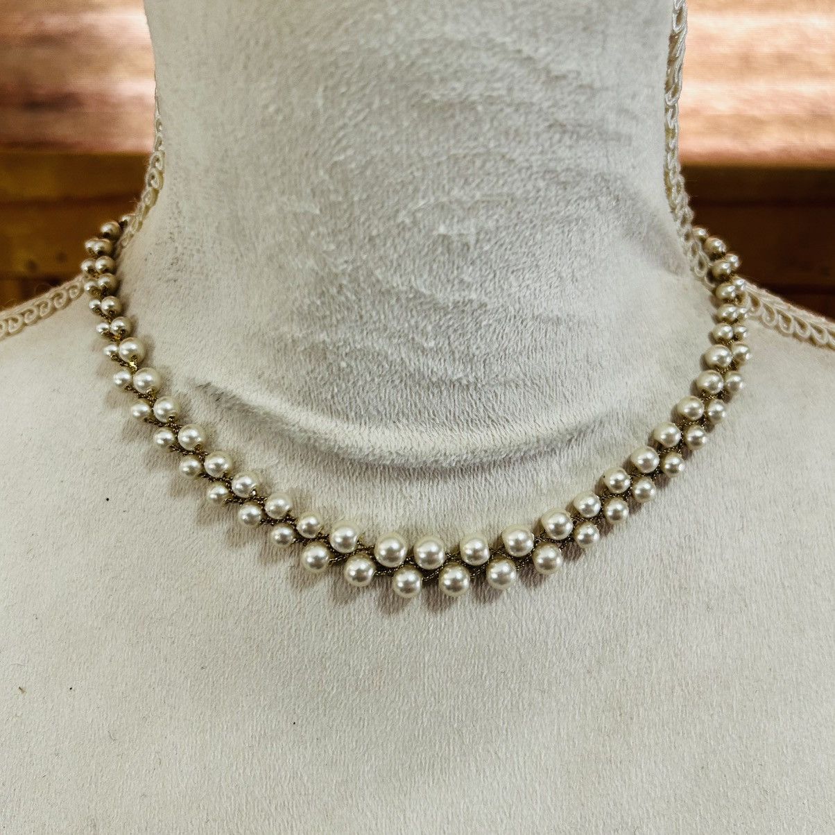 Vintage Vintage 80s braided lattice glass pearl chain necklace Size ONE SIZE - 2 Thumbnail