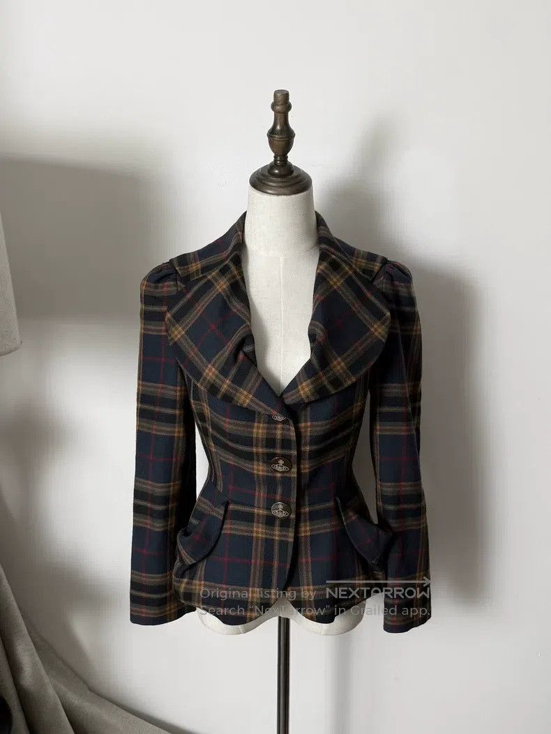 Vivienne Westwood Vivienne Westwood Yellow and blue plaid wool blazer Size M / US 6-8 / IT 42-44 - 1 Thumbnail