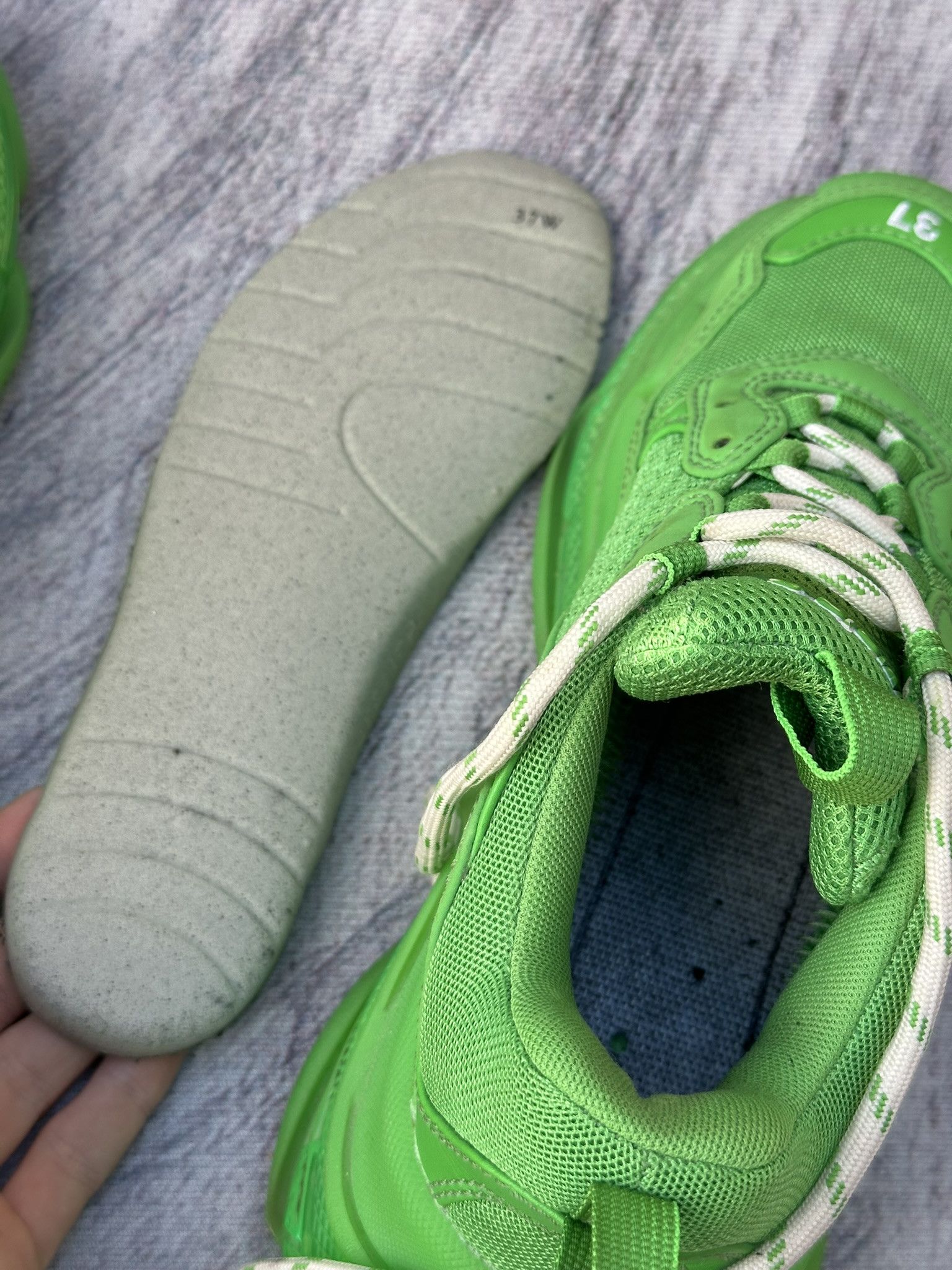 Balenciaga Balenciaga Triple S Sneakers Neon Green Clear Sole Shoes Size US 7 / IT 37 - 14 Thumbnail