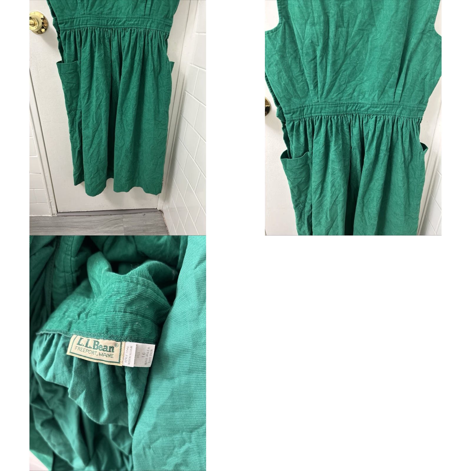 Vintage VINTAGE L.L. Bean Corduroy Jumper Dress Womens 16 Green Pinafore Made In USA Pockets Midi Dress Size XXL / US 16-18 / IT 52-54 - 8 Thumbnail