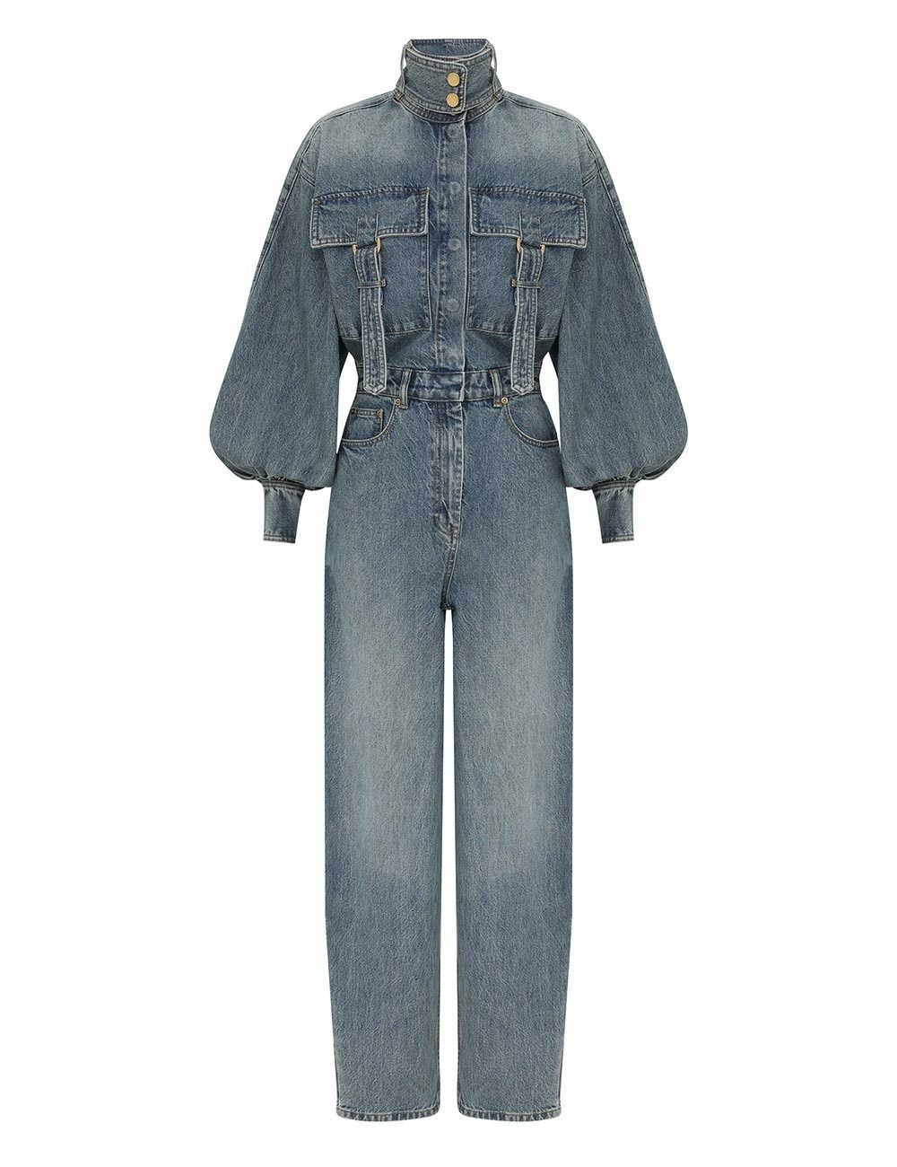 oc11z0925 Illustration Denim Boilersuit in Blue