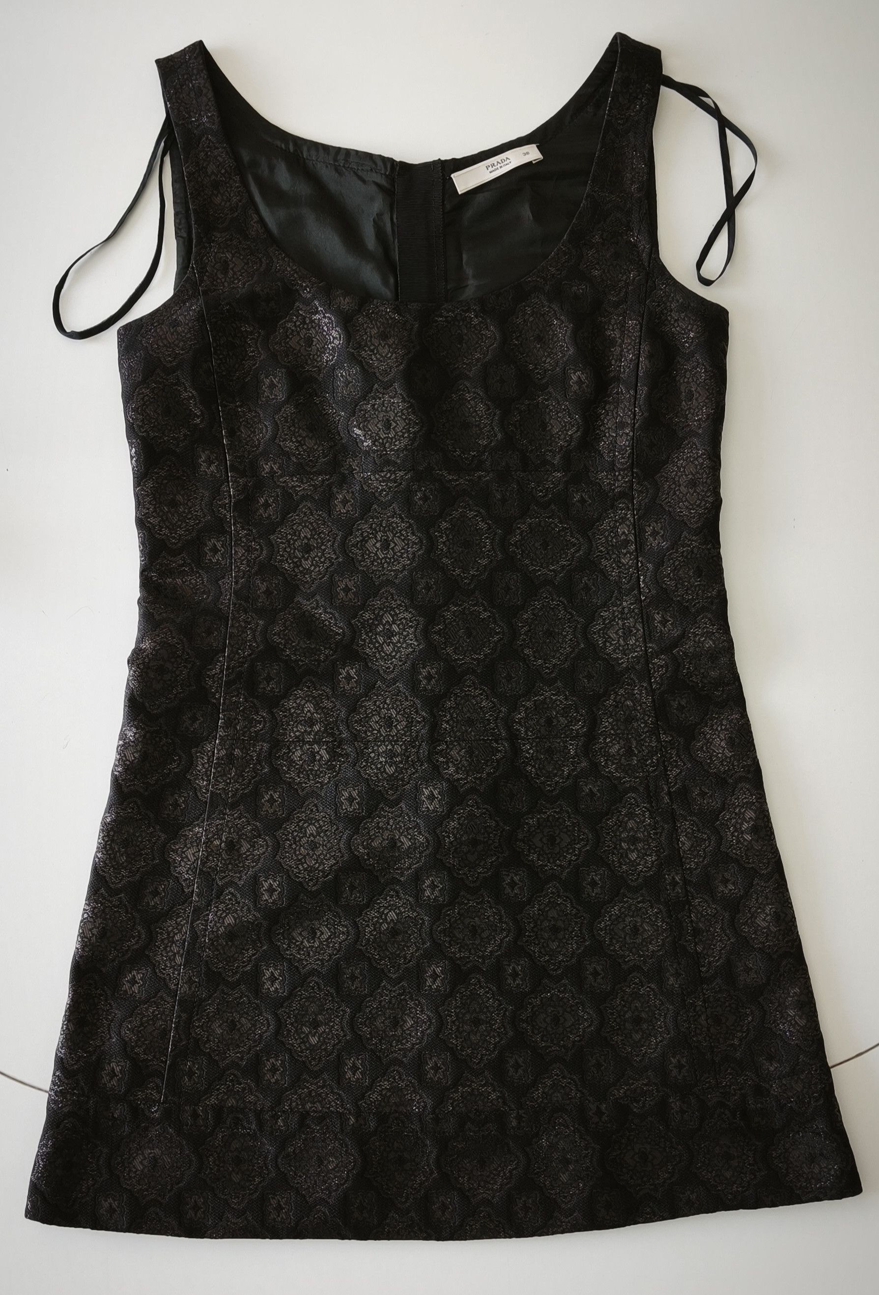 Prada Black brocade fabric silk mini dress Size XS / US 0-2 / IT 36-38 - 13 Thumbnail