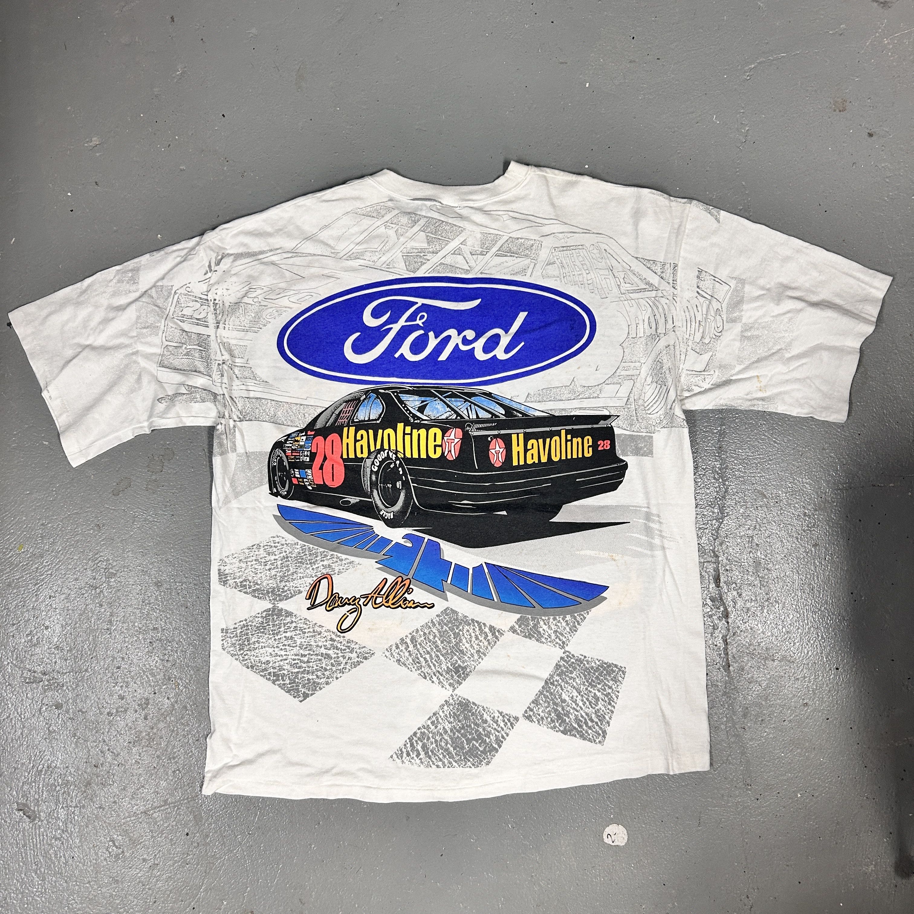 Rainbow Vintage 90s Davey Allison Havoline Racing Graphic T-Shirt Single Stitch Size US L / EU 52-54 / 3 - 2 Thumbnail