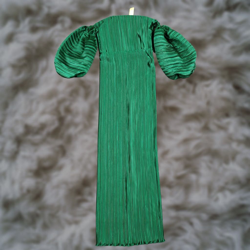 Vintage L'IDÉE Dress Womens XS Emerald Green Off Shoulder Pleated Maxi Gown BHLDN New Size XS / US 0-2 / IT 36-38 - 1 Thumbnail