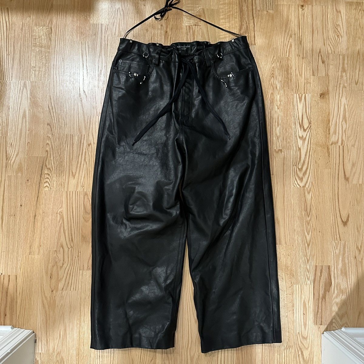 Balenciaga PIERCED BAGGY LEATHER PANTS Size US 32 / EU 48 - 1 Thumbnail