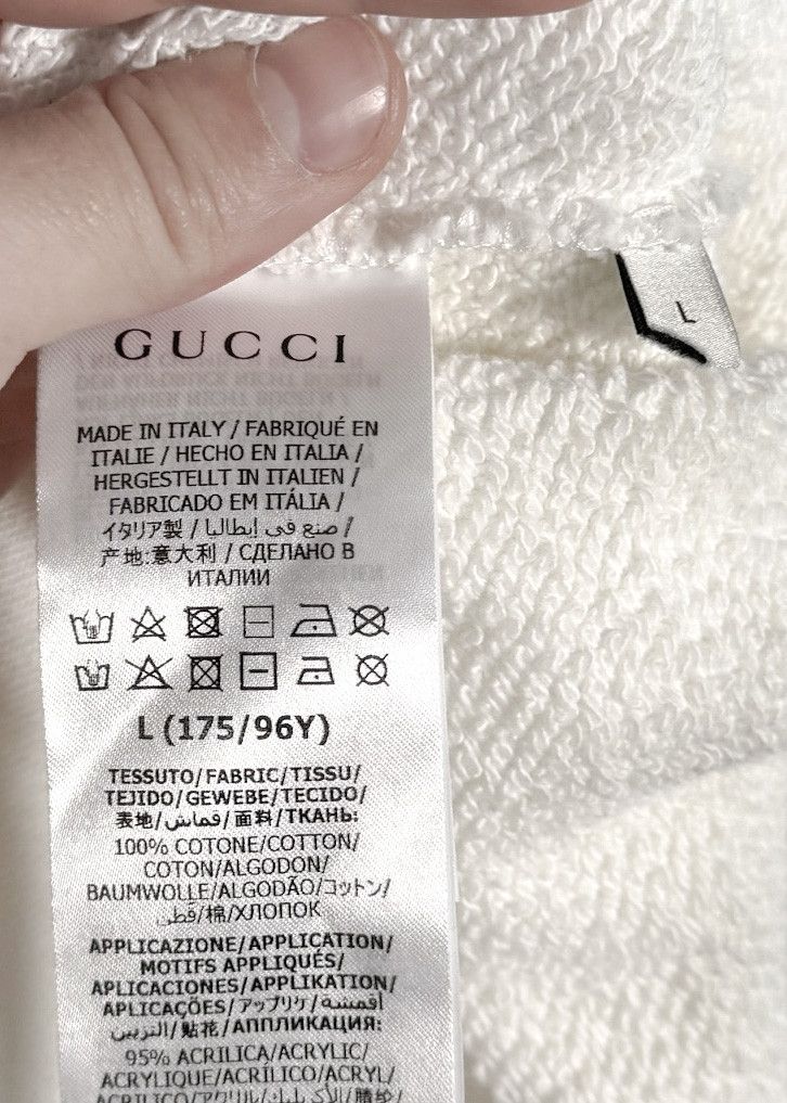 Gucci Gucci Ivory Original Gucci Bear Embroidered Sweatshirt Size L / US 10 / IT 46 - 7 Thumbnail