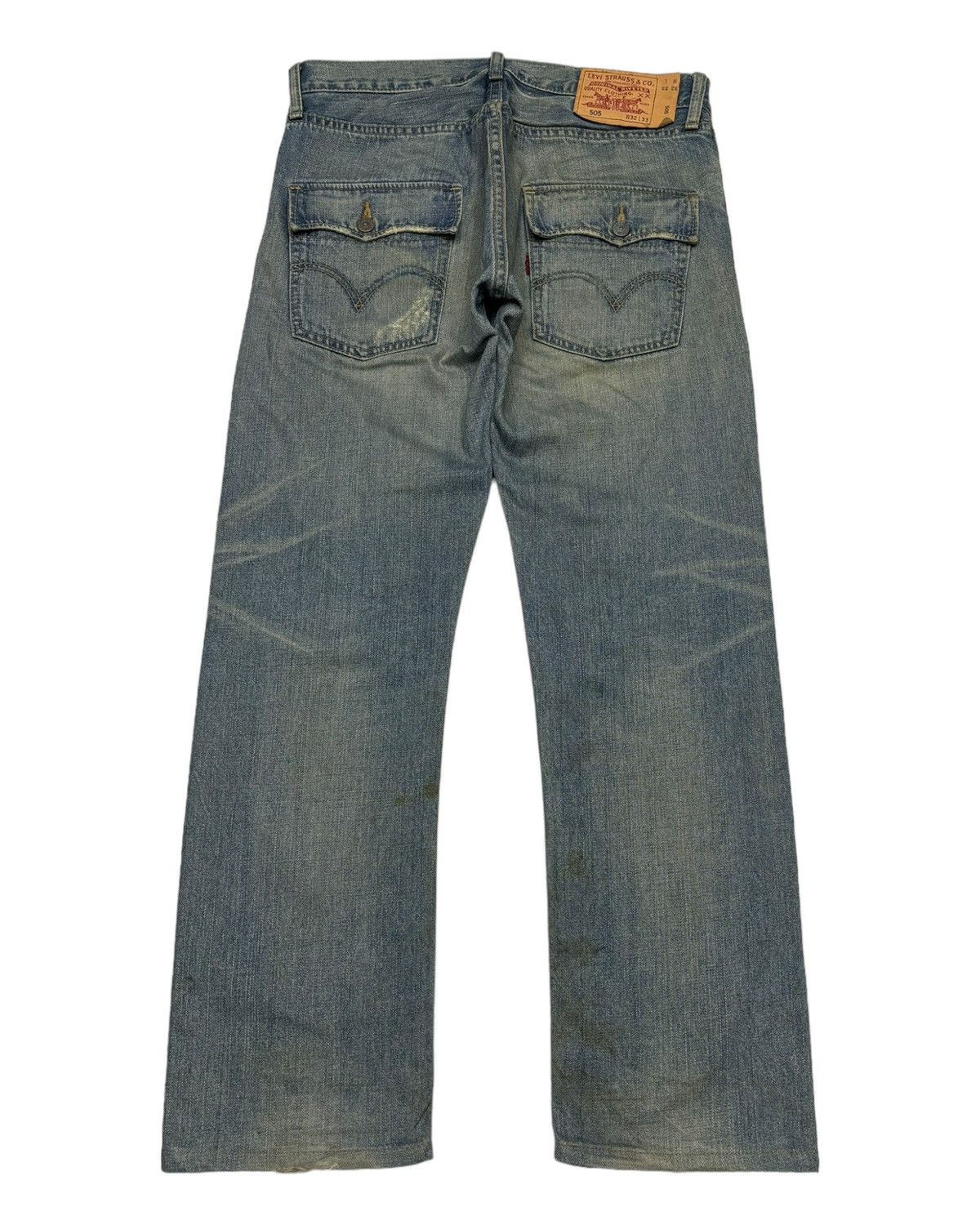 Levi's 🔥LEVIS 505 FLAP POCKET DISTRESSED DENIM JEANS Size US 32 / EU 48 - 2 Thumbnail