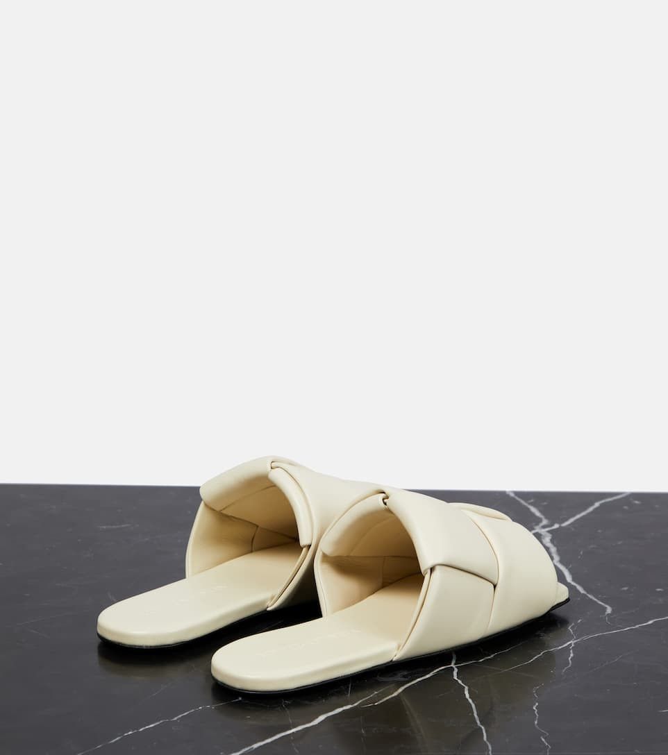 Bottega Veneta o1y0725 Leather Slippers in Ivory Size US 8.5 / IT 38.5 - 2 Thumbnail