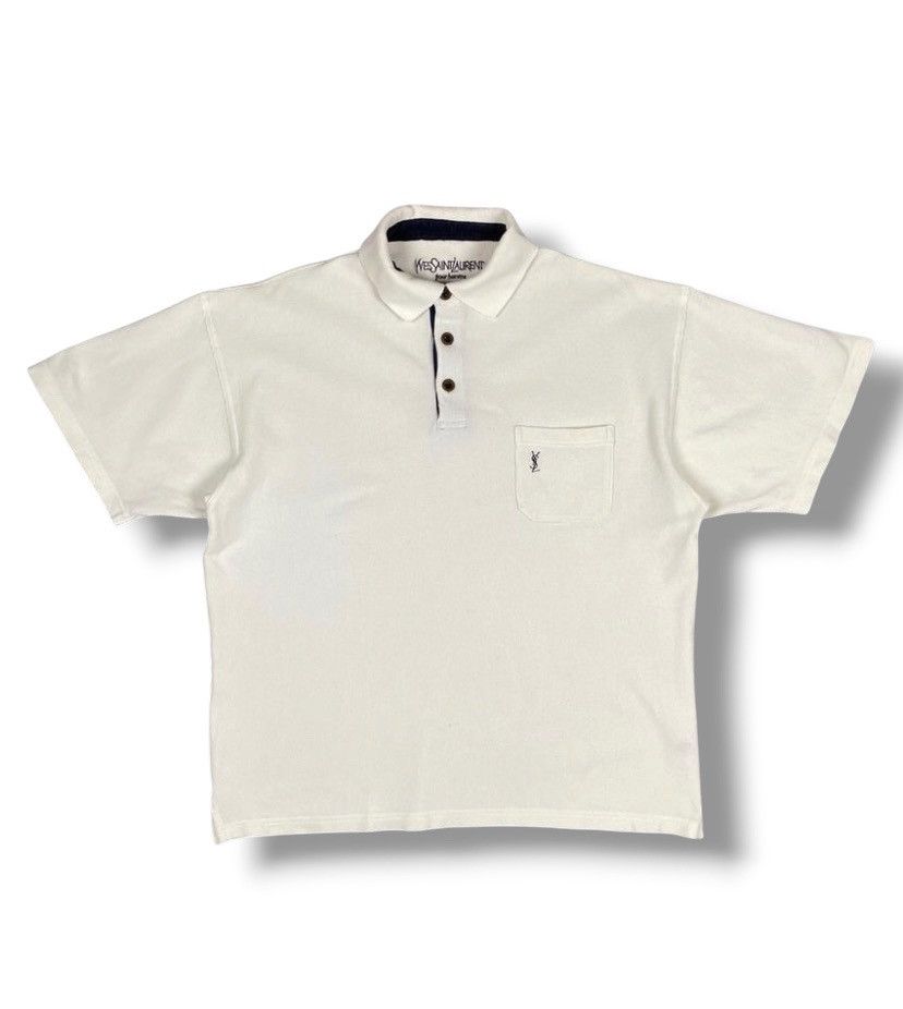 Vintage Rare Vintage 90s Yves Saint Laurent Logo Polo Tee Shirt Size US XL / EU 56 / 4 - 1 Thumbnail