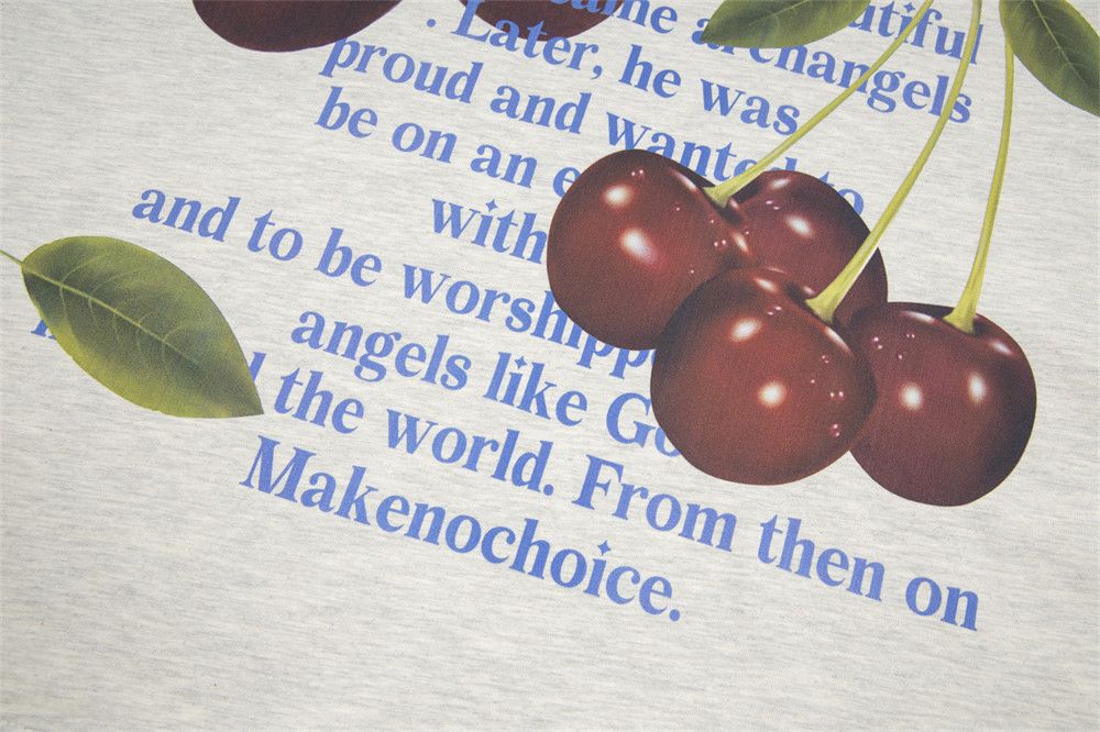 Japanese Brand × Vintage Grey Cherry Print Loose Casual Cotton T-Shirt Size US L / EU 52-54 / 3 - 5 Thumbnail