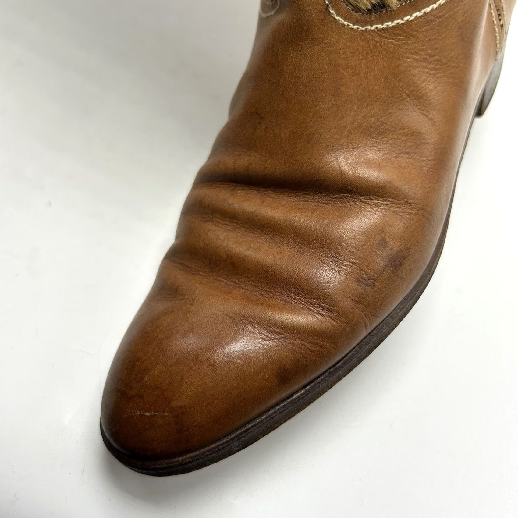 Vintage Studio Pollini Boots Womens 9 AA Brown Leather Knee High Animal Print Riding Boot Block Heel Leather Outsole Italy Vintage No Size US 9 / IT 39 - 5 Thumbnail