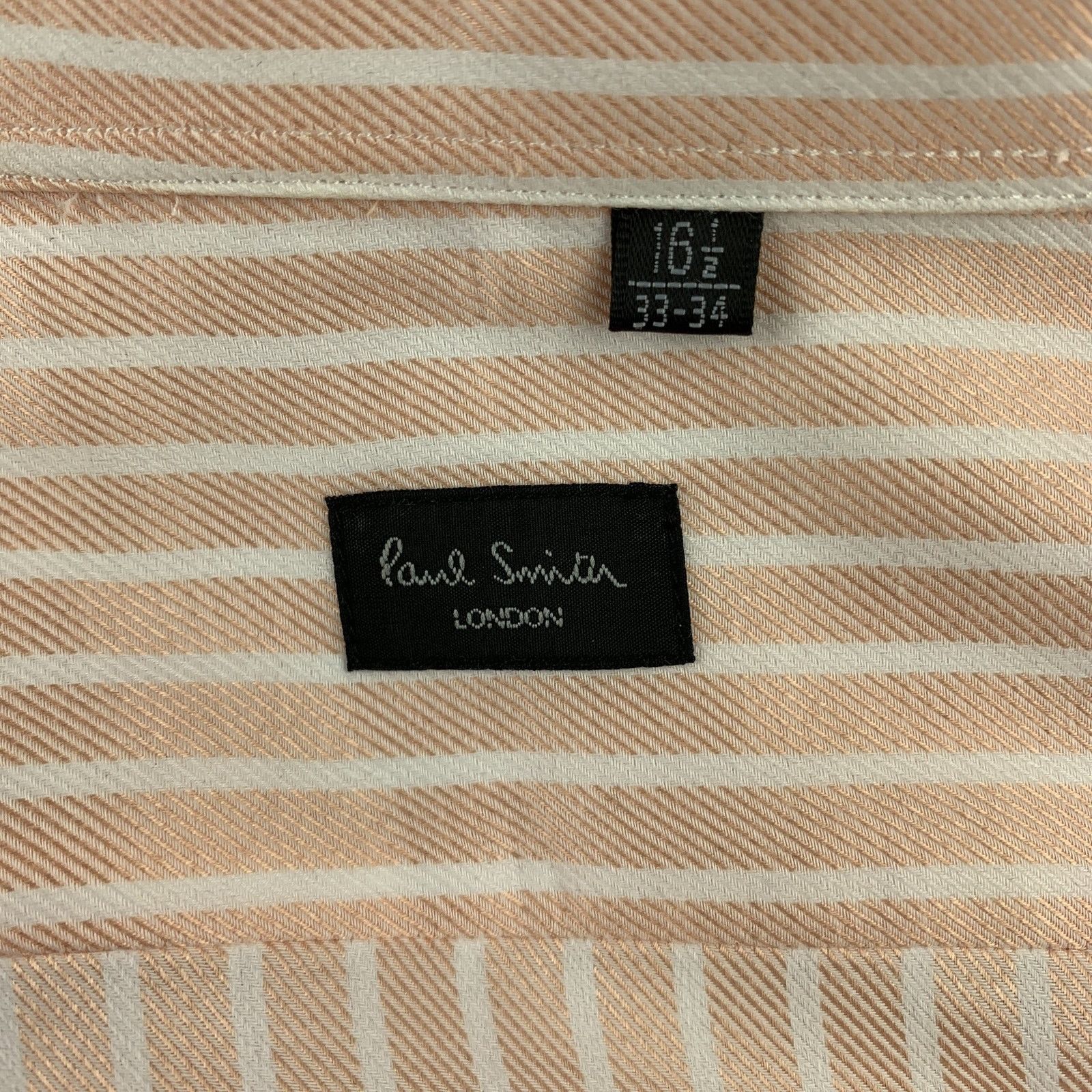 Paul Smith L Peach & White Stripe Cotton Button Up Long Sleeve Shirt Size US L / EU 52-54 / 3 - 4 Thumbnail