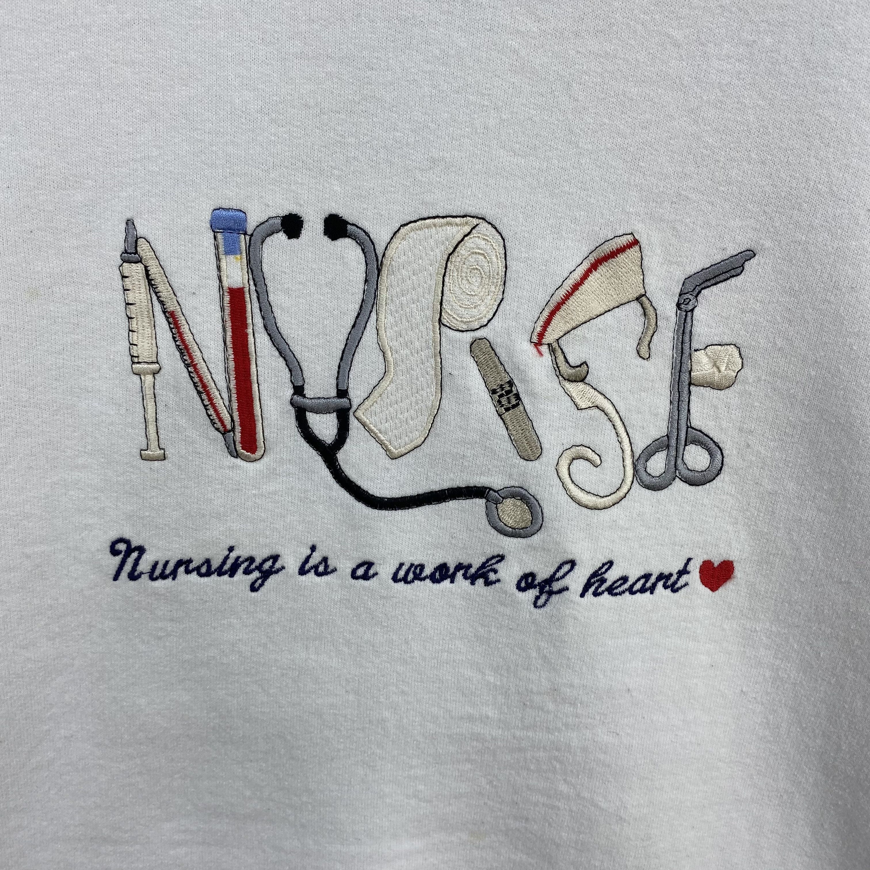 Vintage Vintage Y2K Fruit Of The Loom Sweater Jumper Nurse Novelty Size US M / EU 48-50 / 2 - 3 Thumbnail