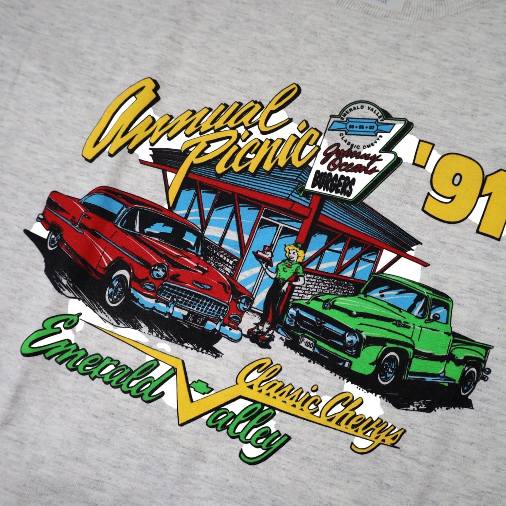 Vintage VINTAGE 1991 Classic Chevy Annual Picnic Graphic T Shirt Mens Large Gray Size US L / EU 52-54 / 3 - 4 Thumbnail