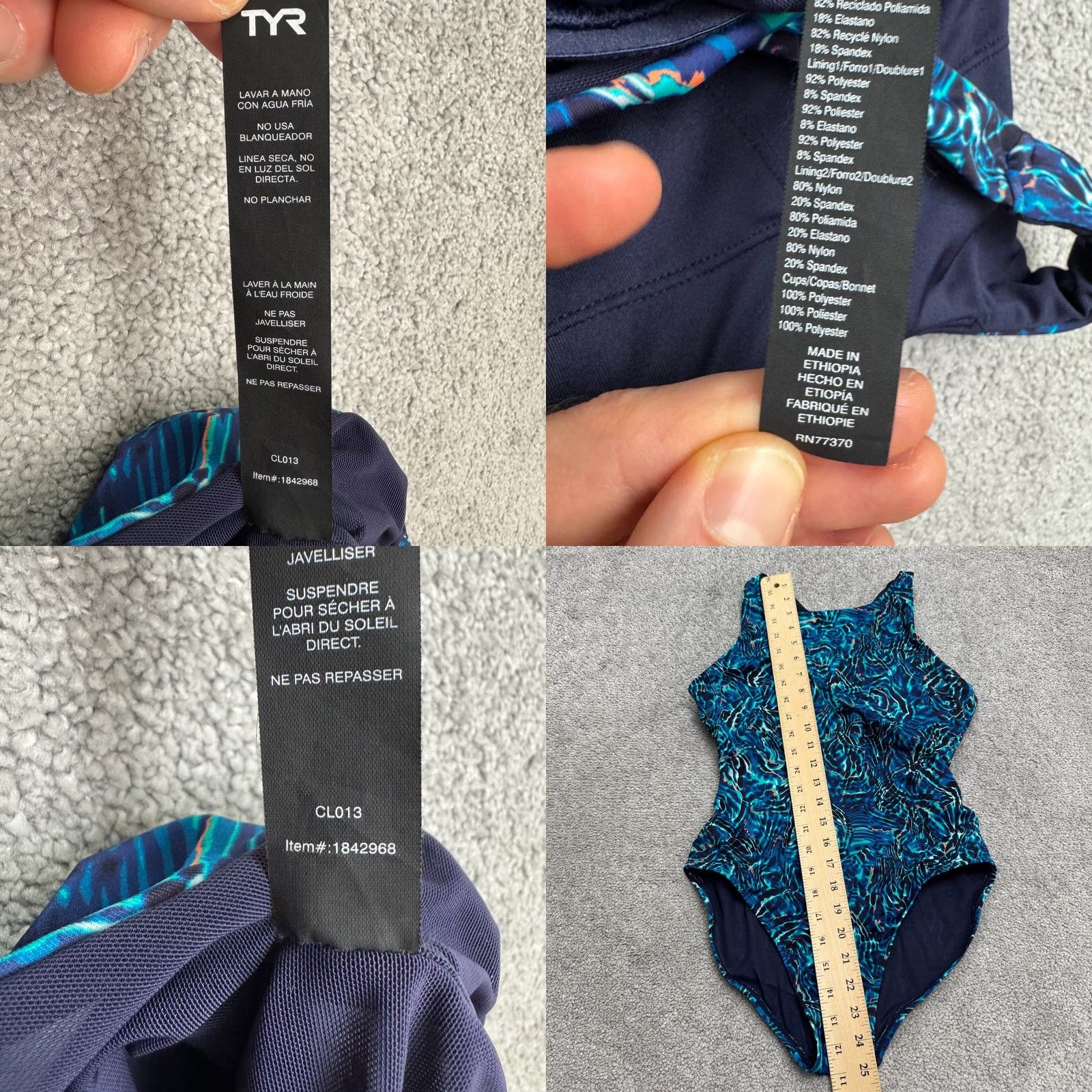 Vintage TYR Abstract Halter One Piece Bodysuit Swimwear Womens Small Blue Training Swim Size S / US 4 / IT 40 - 8 Thumbnail