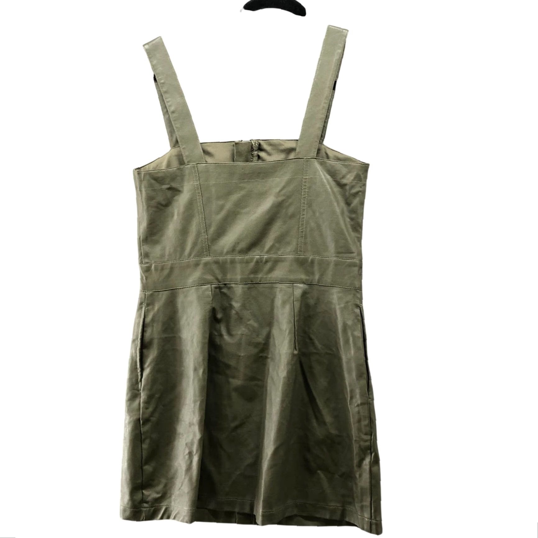 Vintage NWT Wild Fable Faux Leather Zip Front Mini Dress Womens S Olive Green Cami Size S / US 4 / IT 40 - 2 Thumbnail