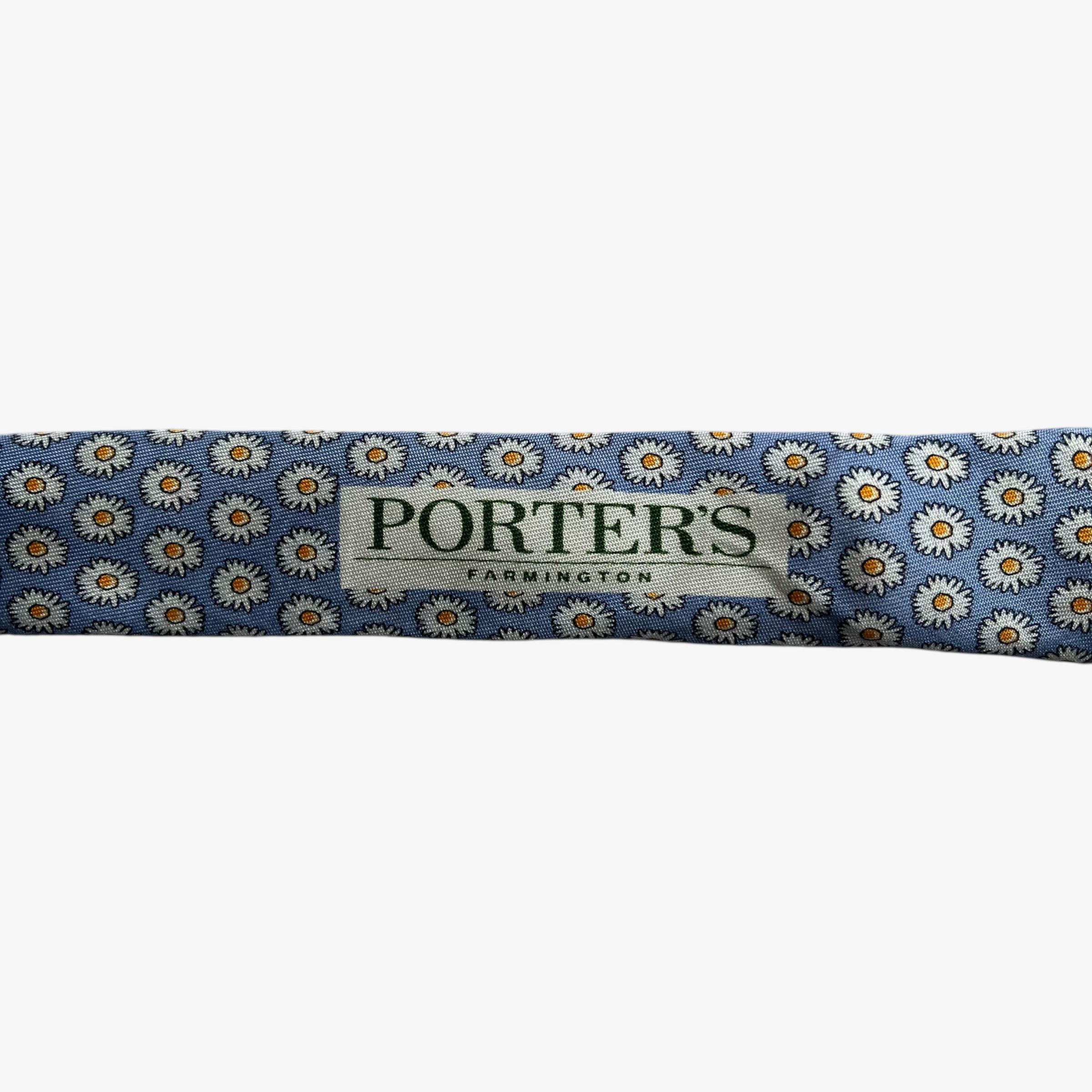 Vineyard Vines Vintage Y2K Vineyard Vines Daisy Flower Print Blue Silk Tie Size ONE SIZE - 3 Thumbnail